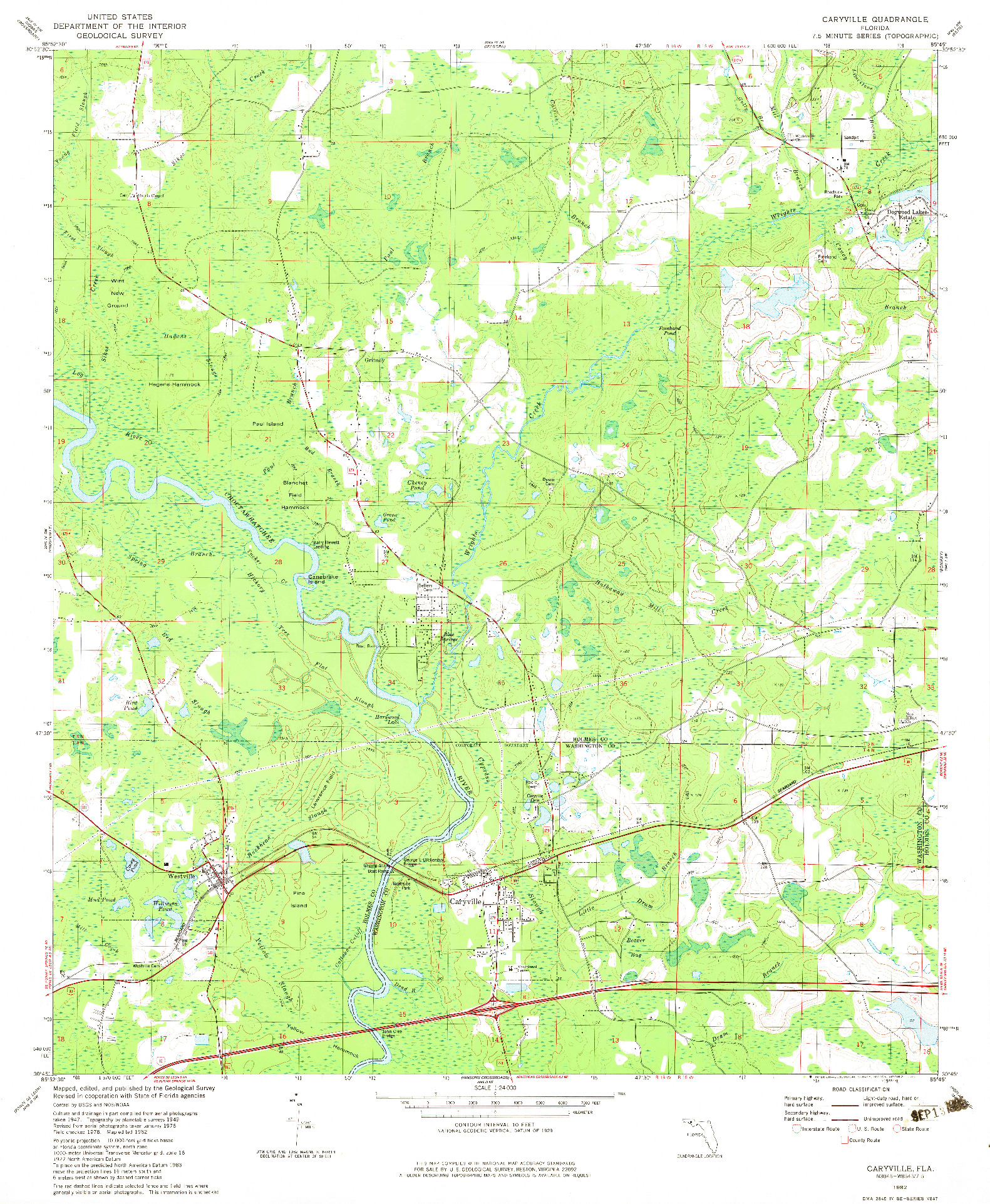 USGS 1:24000-SCALE QUADRANGLE FOR CARYVILLE, FL 1982
