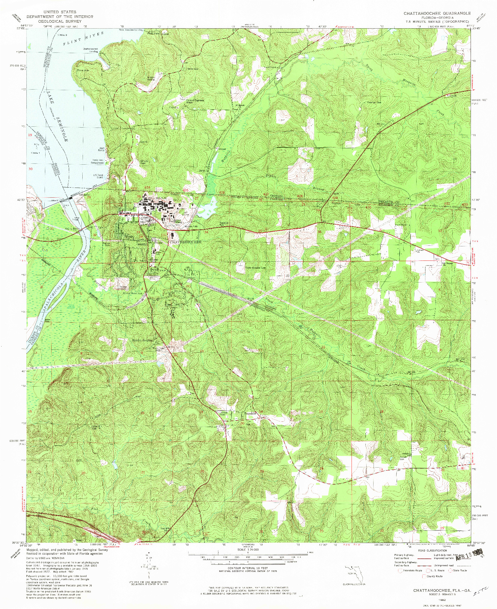 USGS 1:24000-SCALE QUADRANGLE FOR CHATTAHOOCHEE, FL 1982