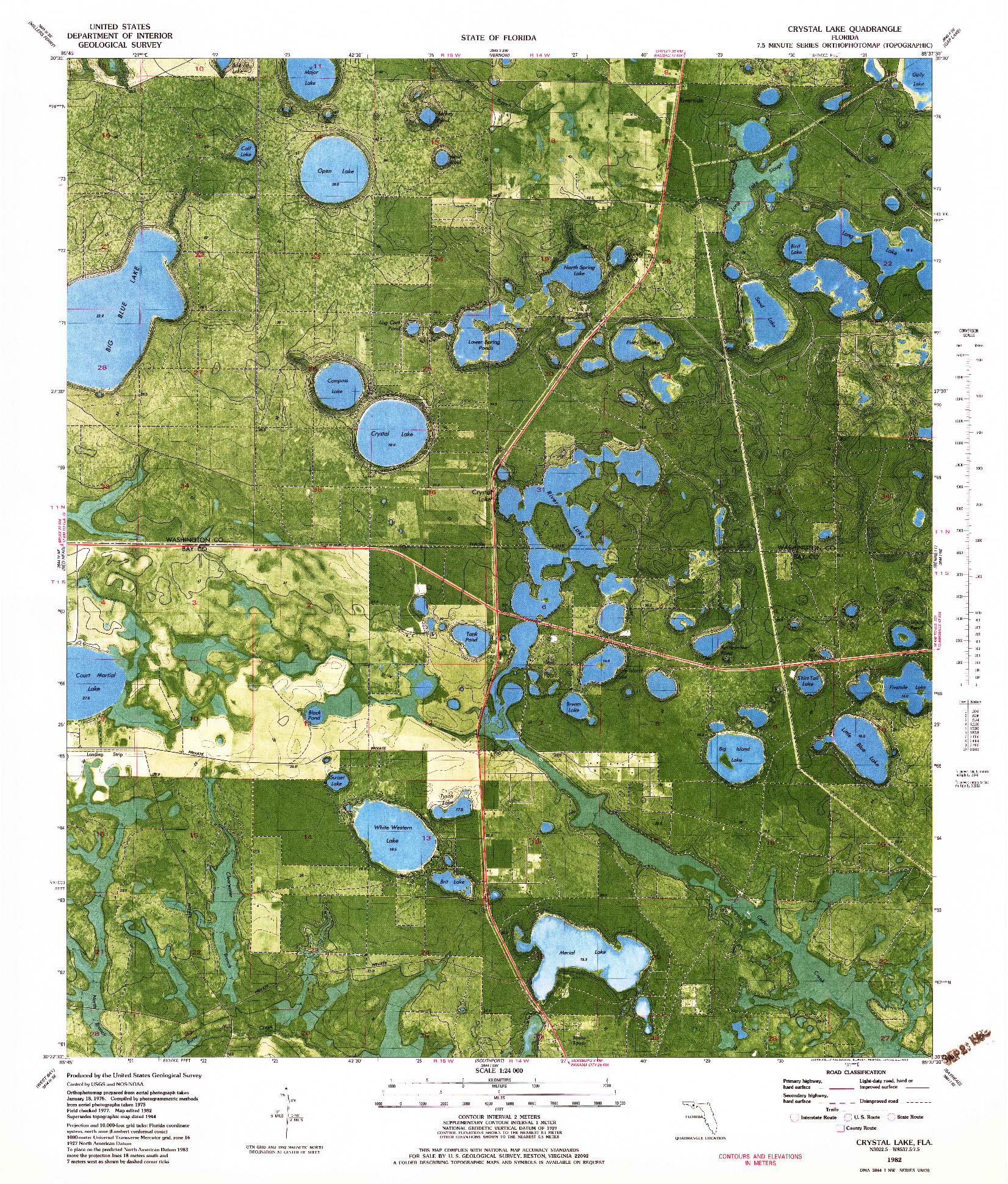 USGS 1:24000-SCALE QUADRANGLE FOR CRYSTAL LAKE, FL 1982
