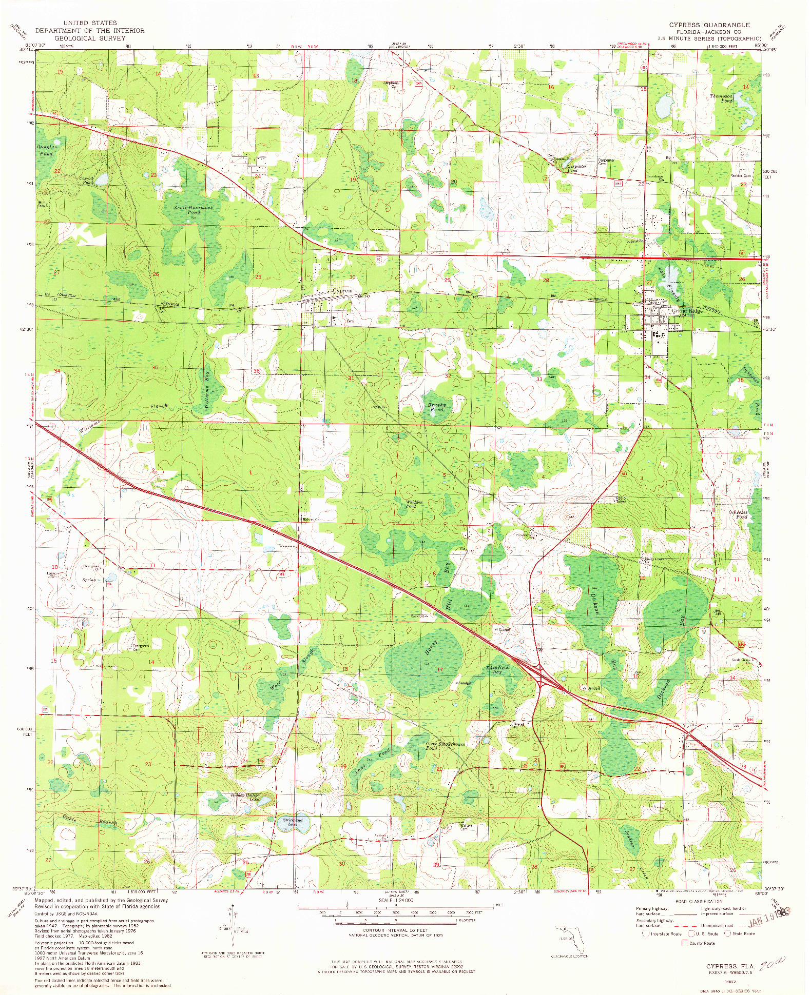 USGS 1:24000-SCALE QUADRANGLE FOR CYPRESS, FL 1982
