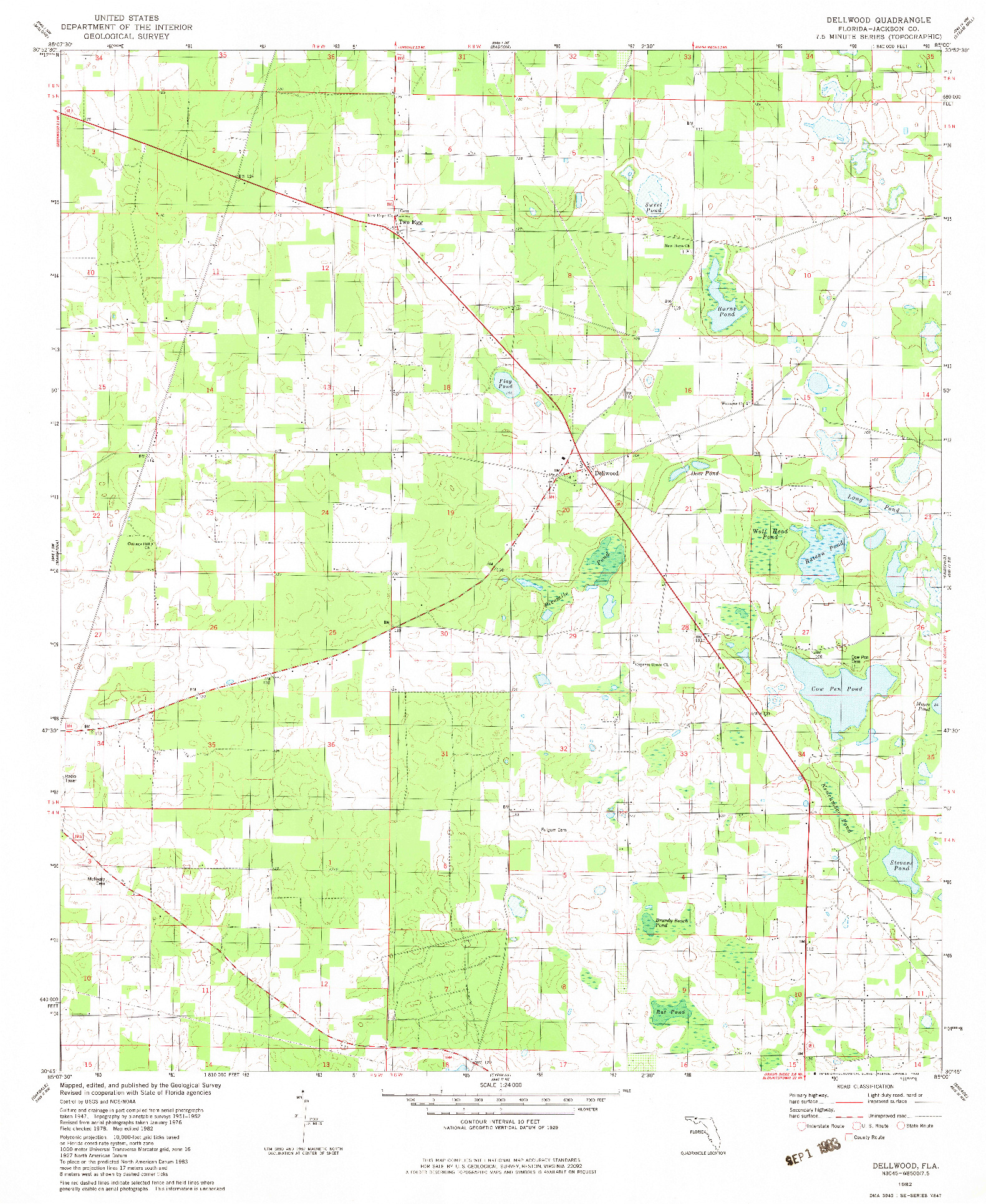 USGS 1:24000-SCALE QUADRANGLE FOR DELLWOOD, FL 1982