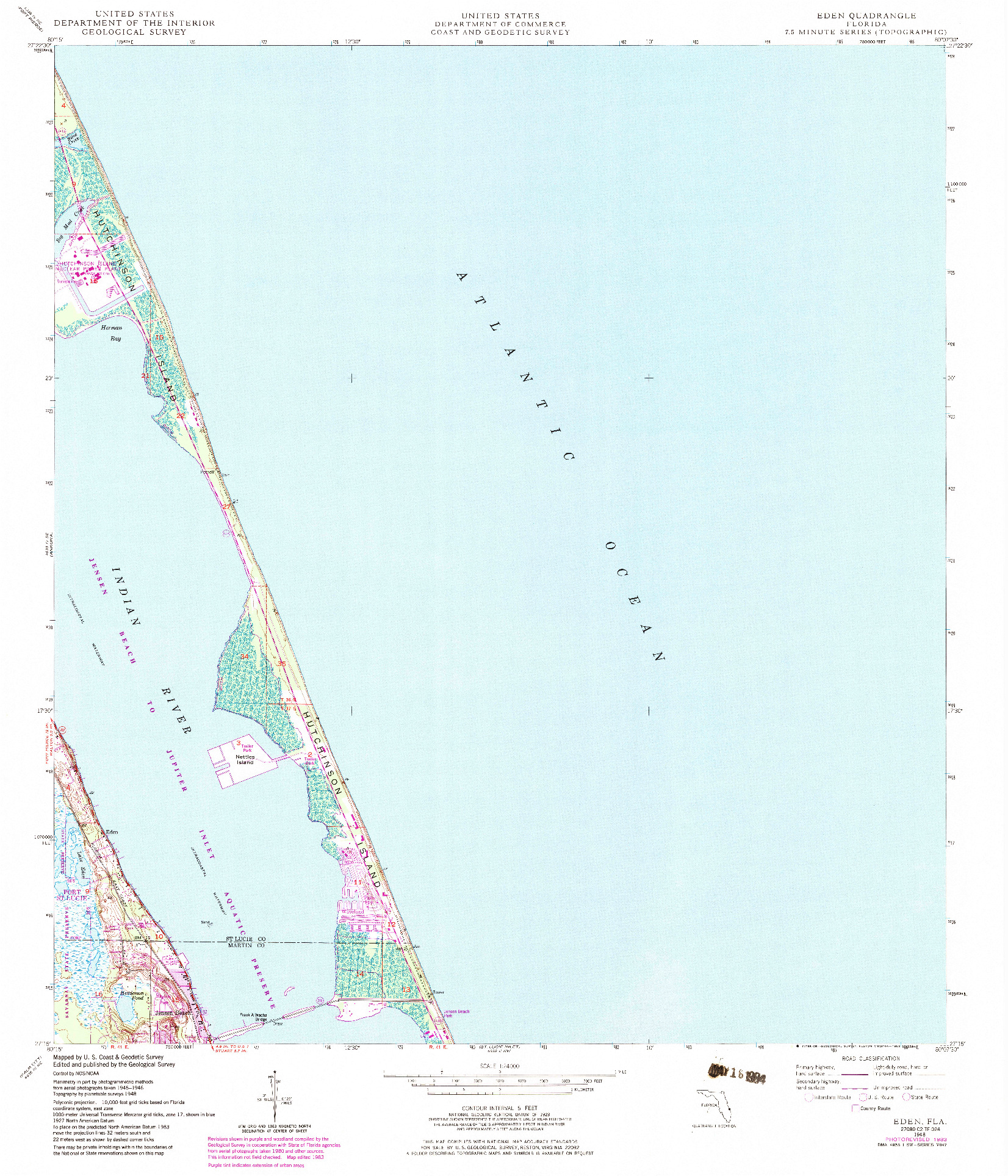 USGS 1:24000-SCALE QUADRANGLE FOR EDEN, FL 1948