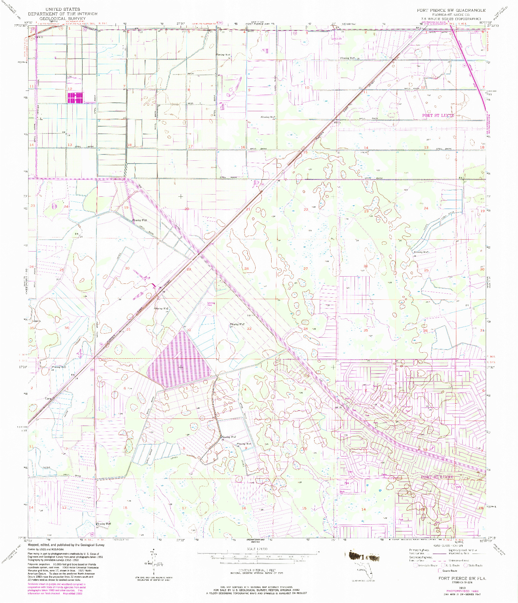 USGS 1:24000-SCALE QUADRANGLE FOR FORT PIERCE SW, FL 1953