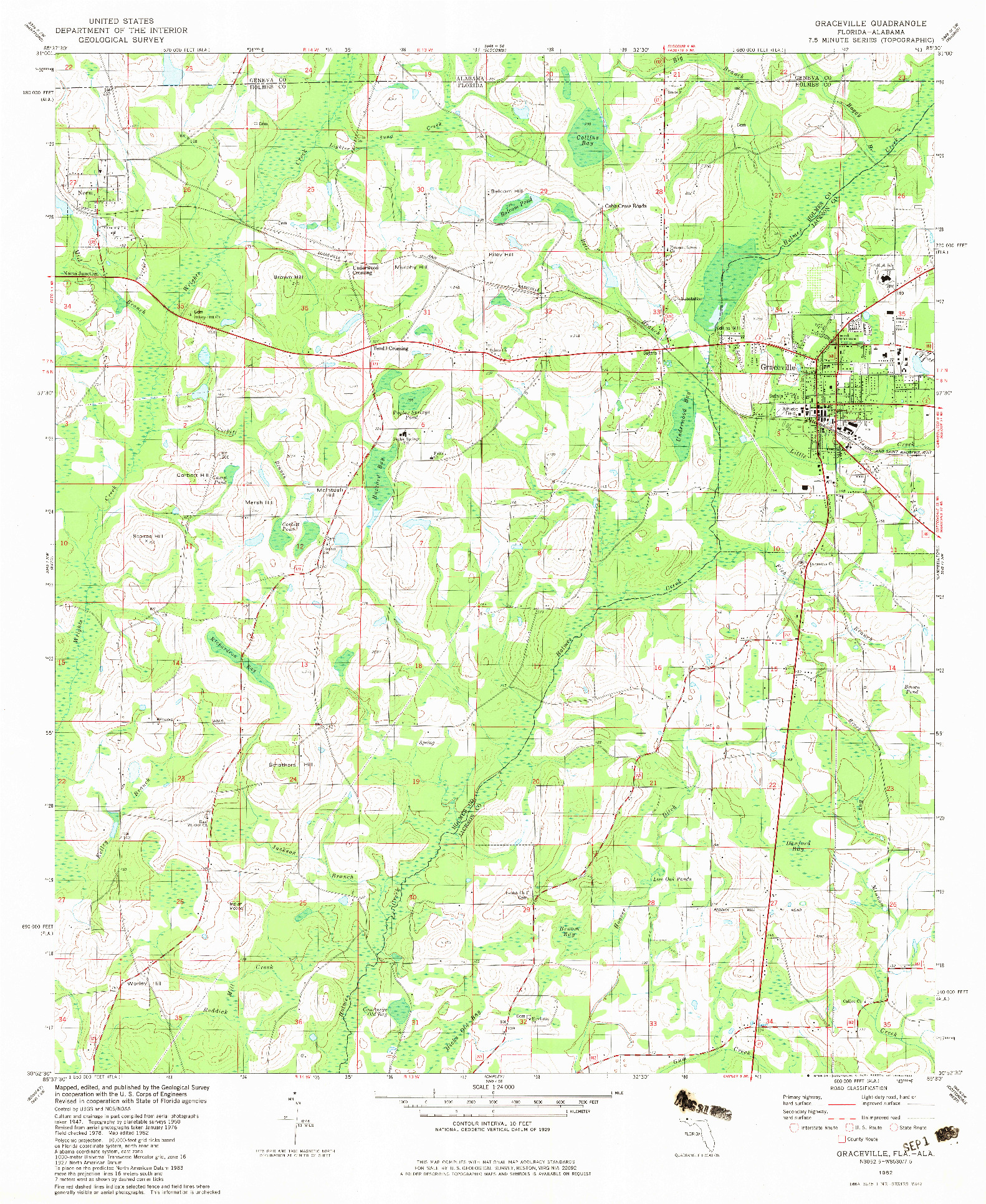 USGS 1:24000-SCALE QUADRANGLE FOR GRACEVILLE, FL 1982