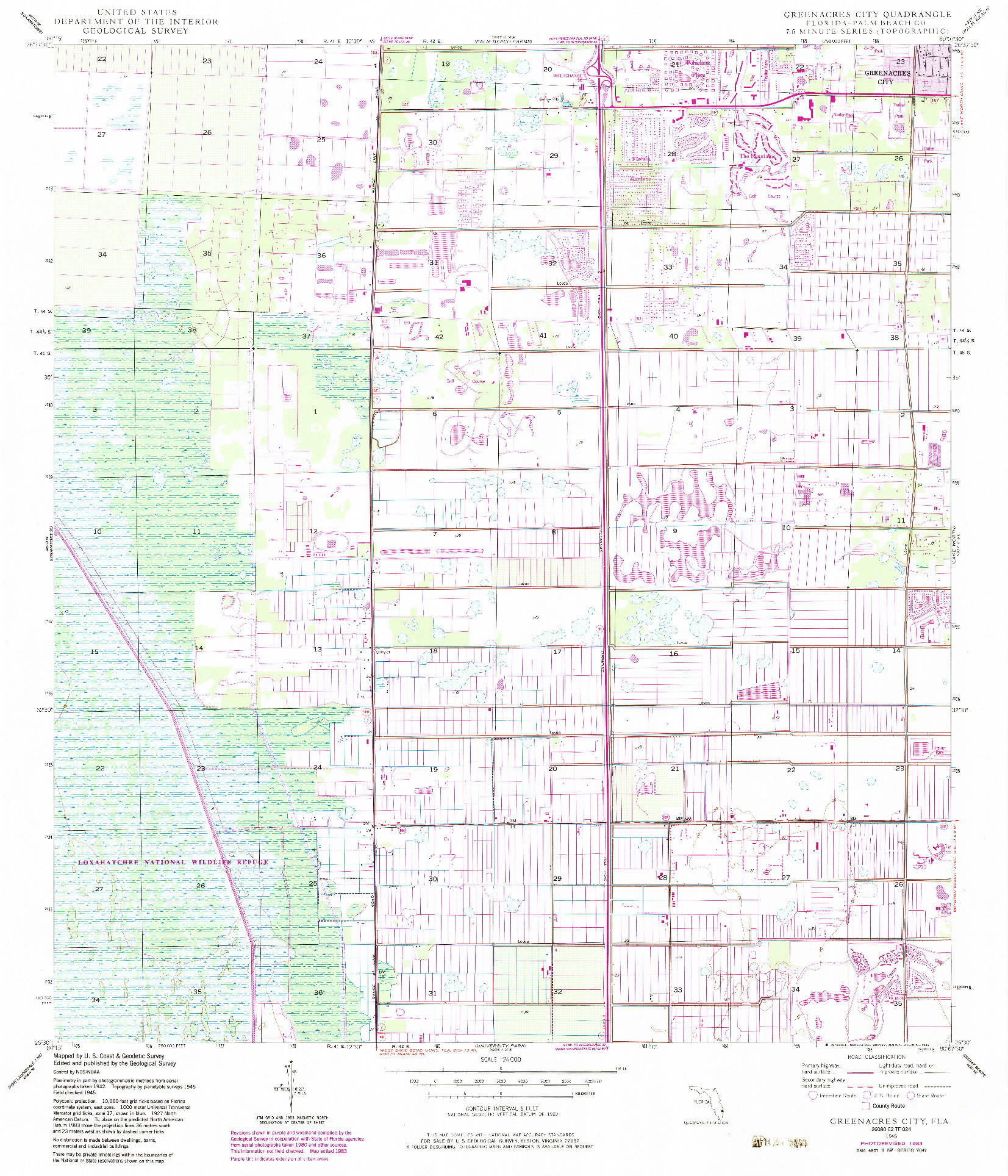 USGS 1:24000-SCALE QUADRANGLE FOR GREENACRES CITY, FL 1945