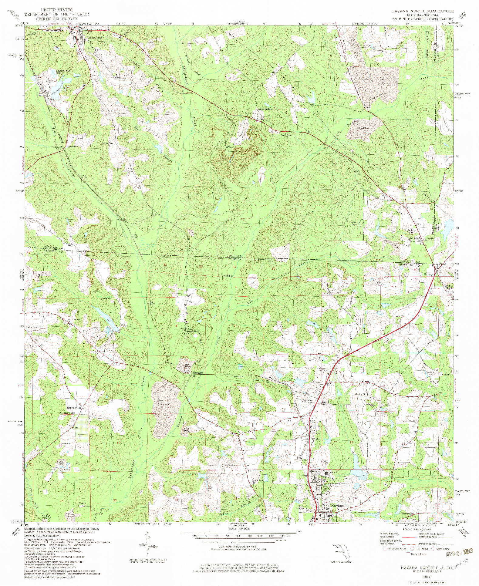 USGS 1:24000-SCALE QUADRANGLE FOR HAVANA NORTH, FL 1982