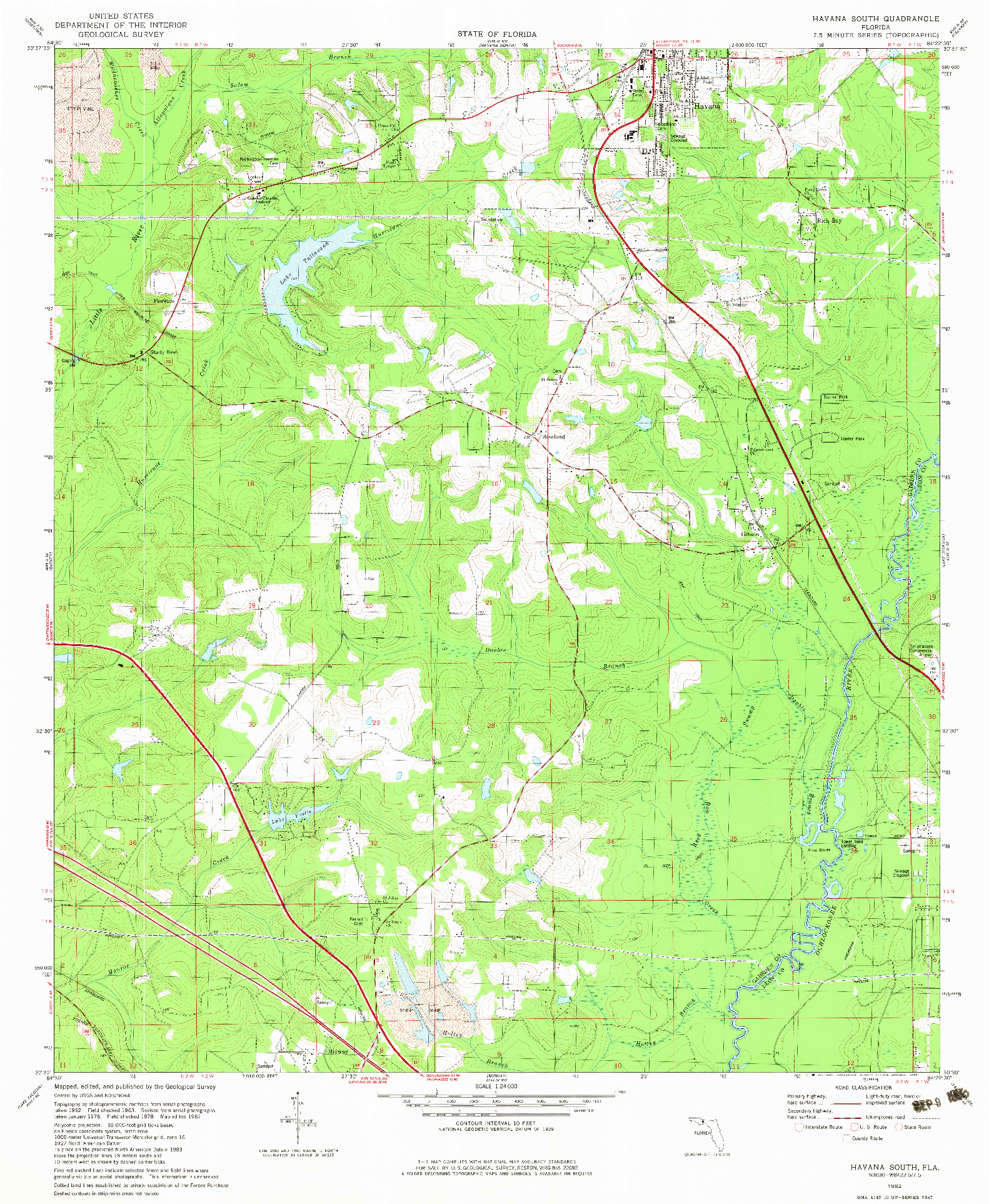 USGS 1:24000-SCALE QUADRANGLE FOR HAVANA SOUTH, FL 1982