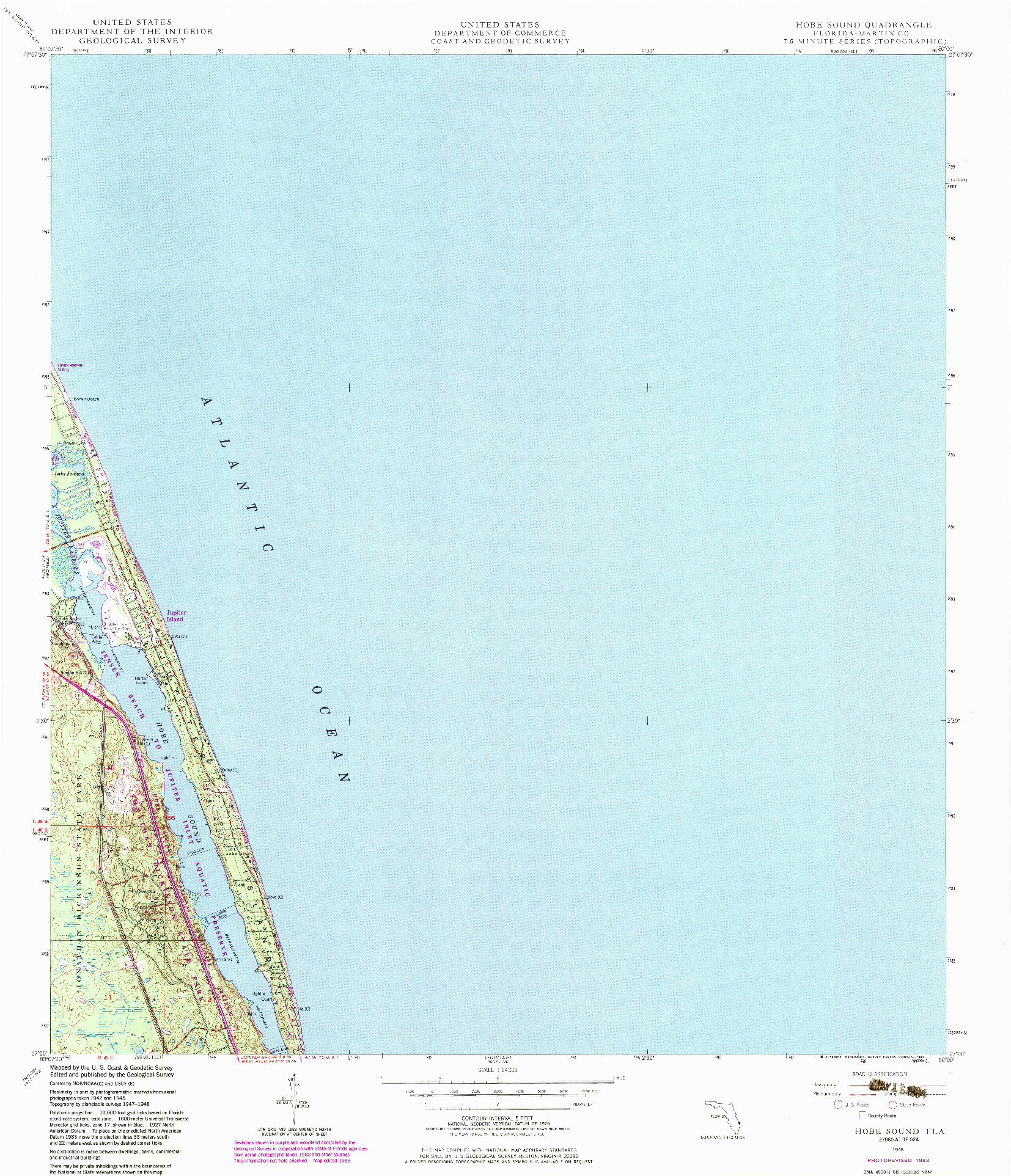 USGS 1:24000-SCALE QUADRANGLE FOR HOBE SOUND, FL 1948