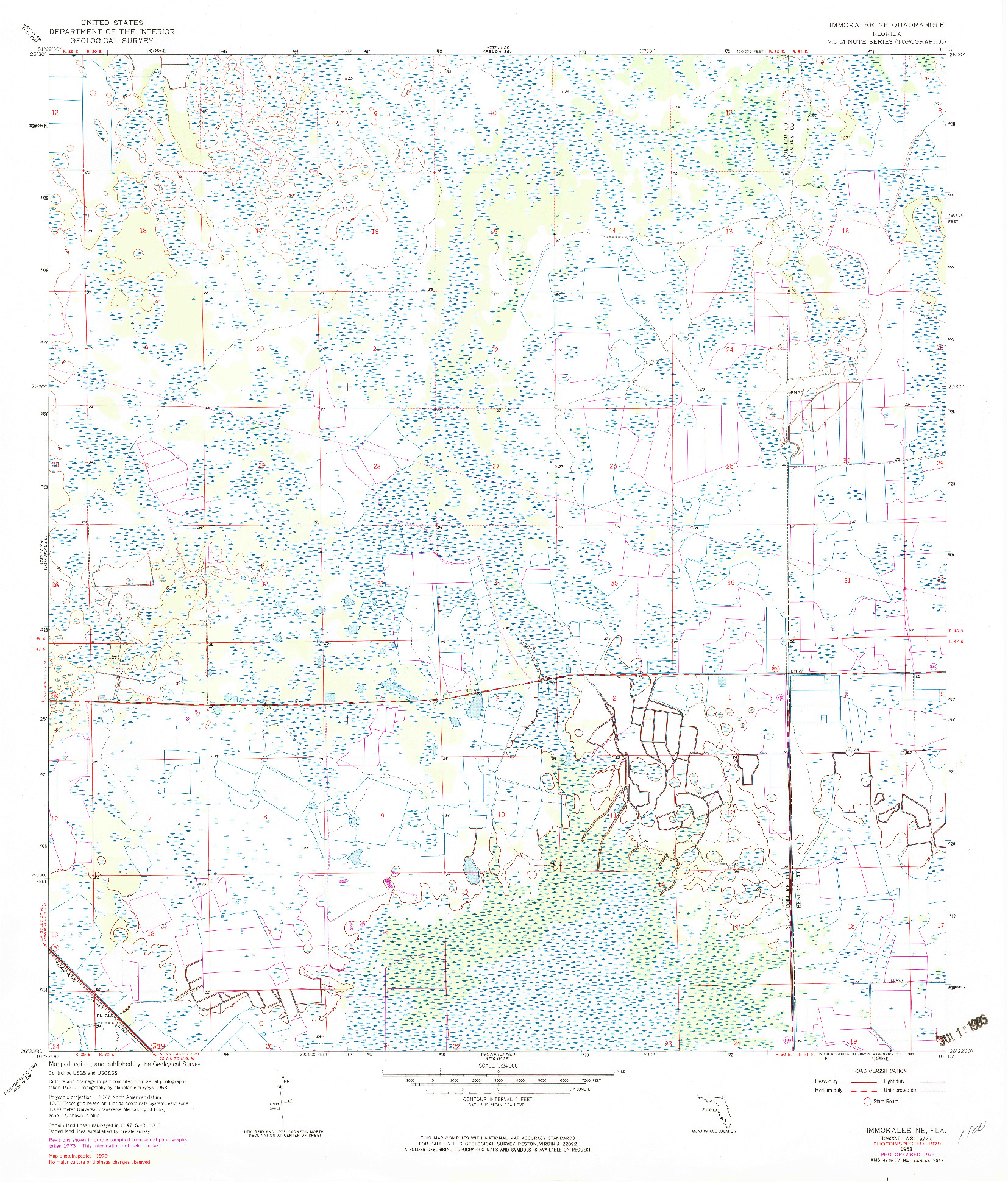 USGS 1:24000-SCALE QUADRANGLE FOR IMMOKALEE NE, FL 1958