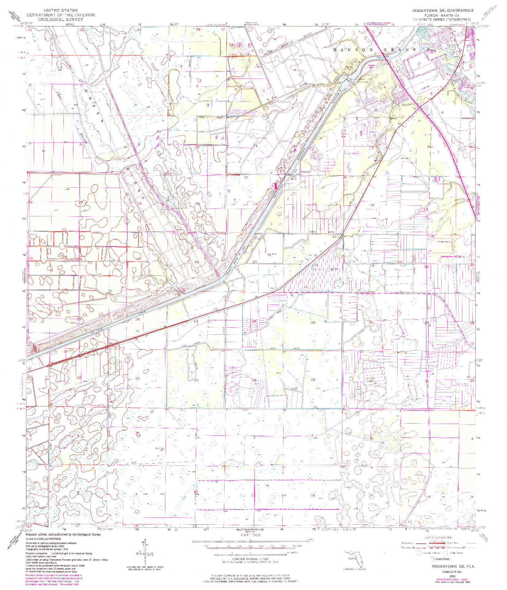 USGS 1:24000-SCALE QUADRANGLE FOR INDIANTOWN SE, FL 1953