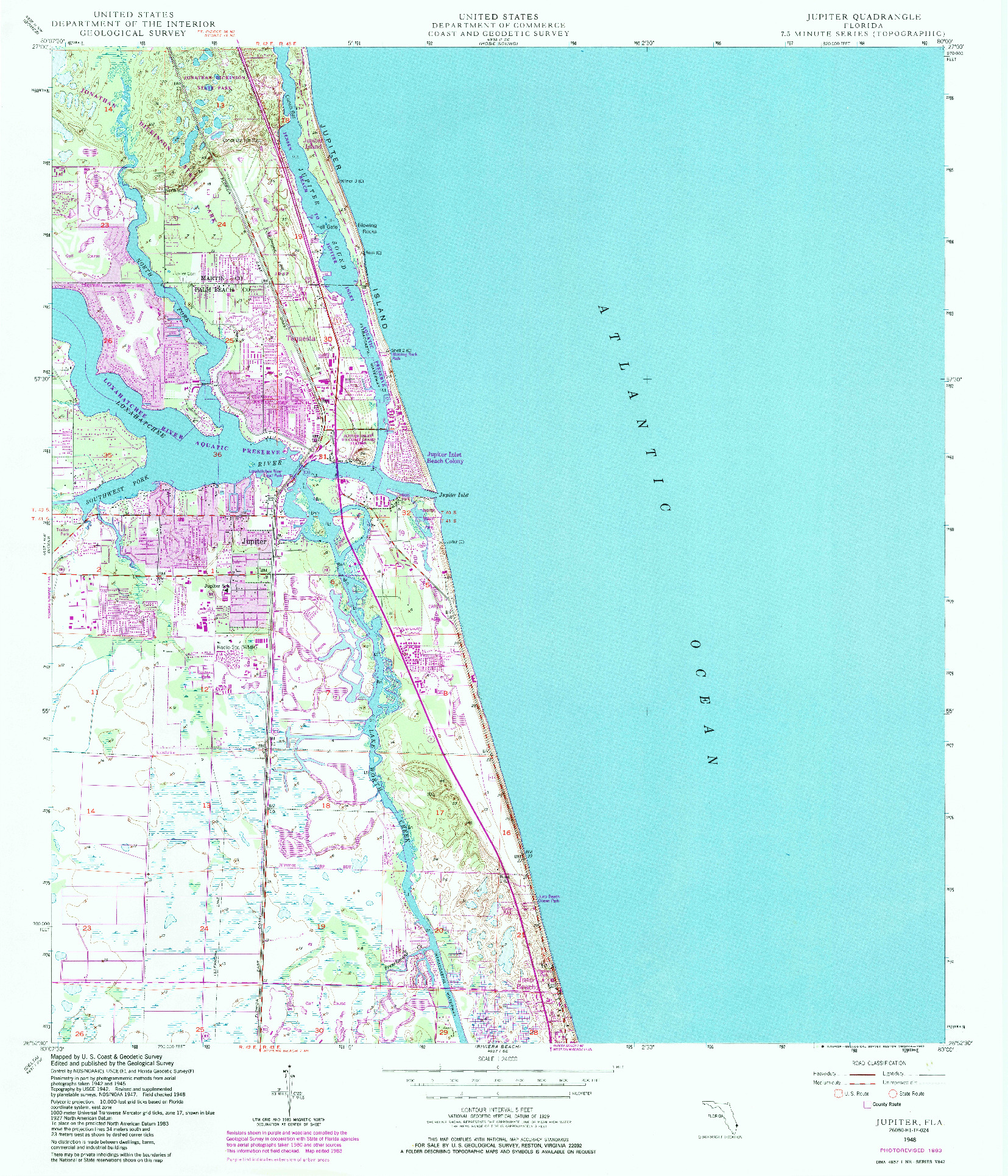 USGS 1:24000-SCALE QUADRANGLE FOR JUPITER, FL 1948