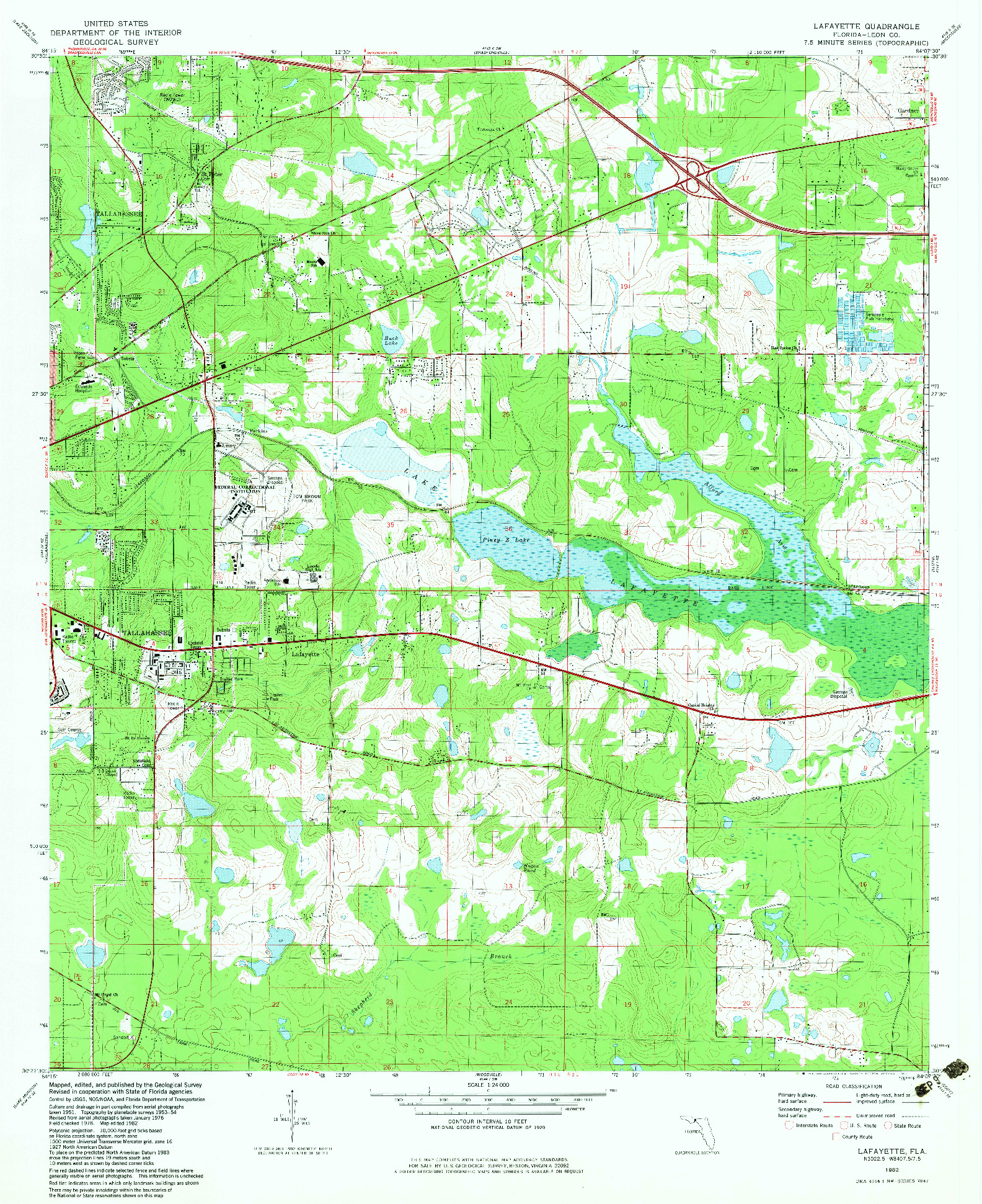 USGS 1:24000-SCALE QUADRANGLE FOR LAFAYETTE, FL 1982