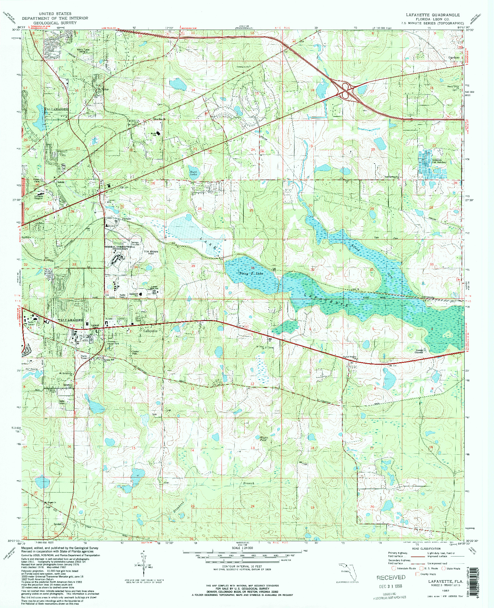 USGS 1:24000-SCALE QUADRANGLE FOR LAFAYETTE, FL 1982