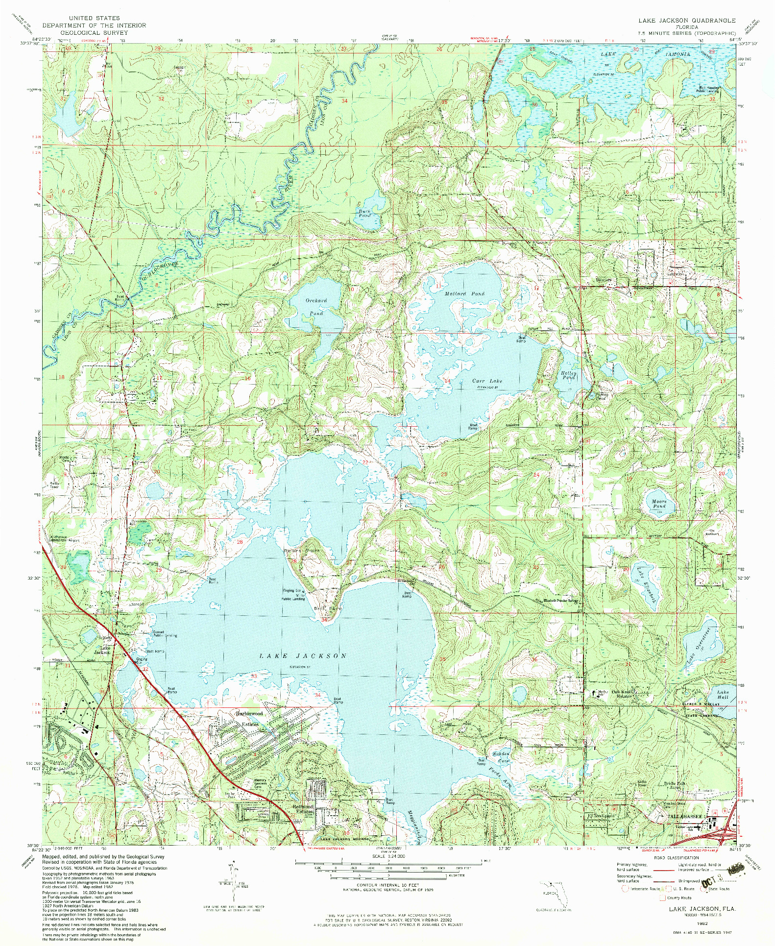 USGS 1:24000-SCALE QUADRANGLE FOR LAKE JACKSON, FL 1982