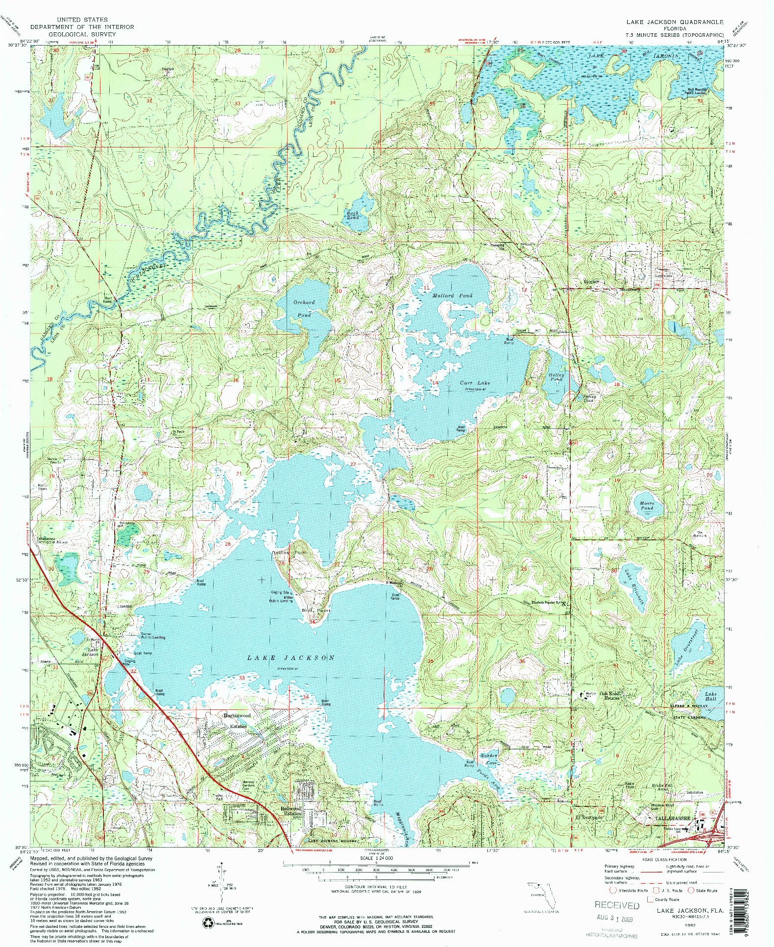 USGS 1:24000-SCALE QUADRANGLE FOR LAKE JACKSON, FL 1982