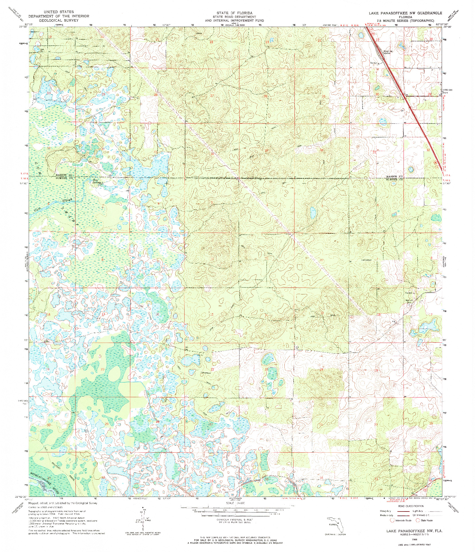 USGS 1:24000-SCALE QUADRANGLE FOR LAKE PANASOFFKEE NW, FL 1966