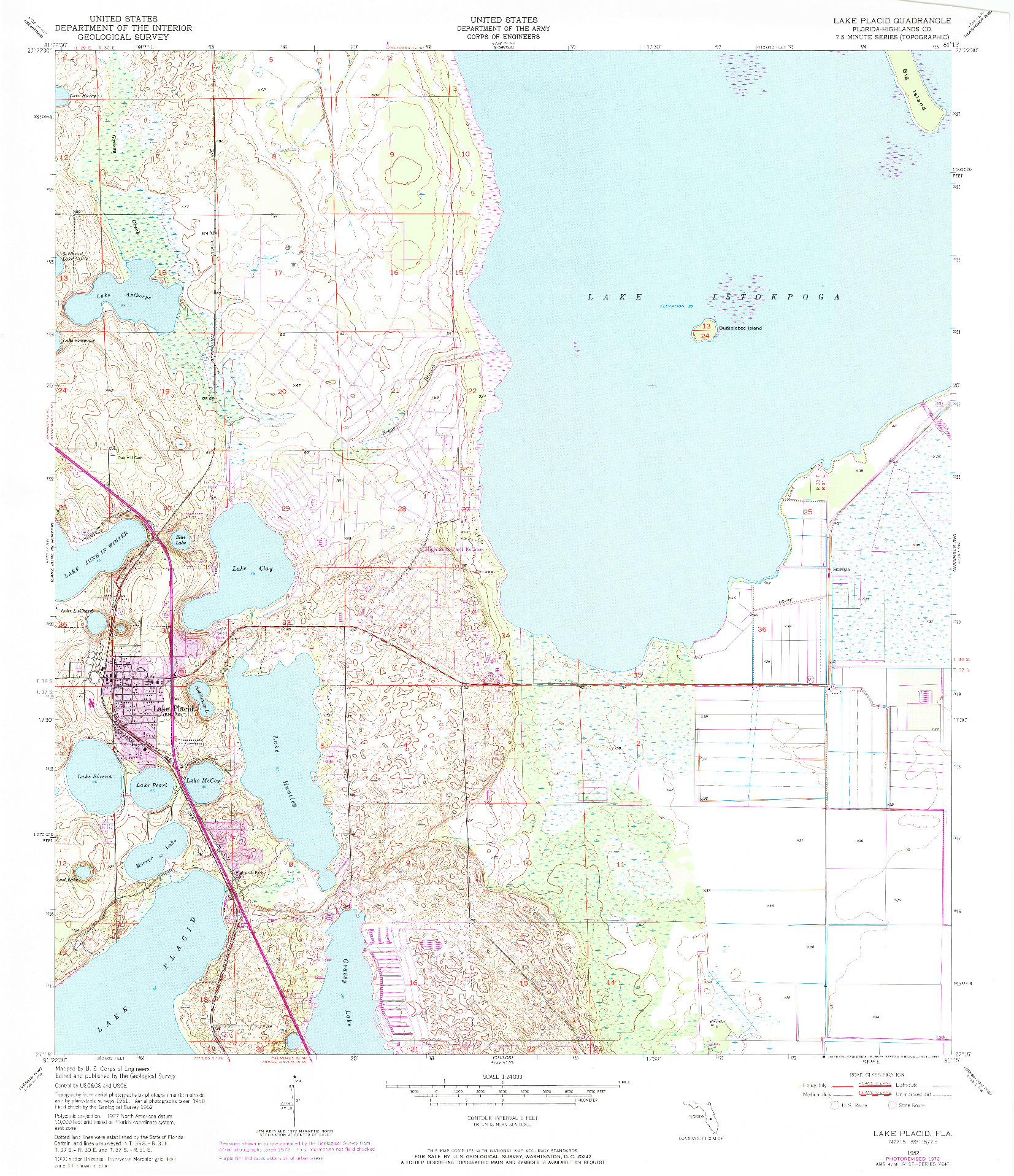 USGS 1:24000-SCALE QUADRANGLE FOR LAKE PLACID, FL 1952