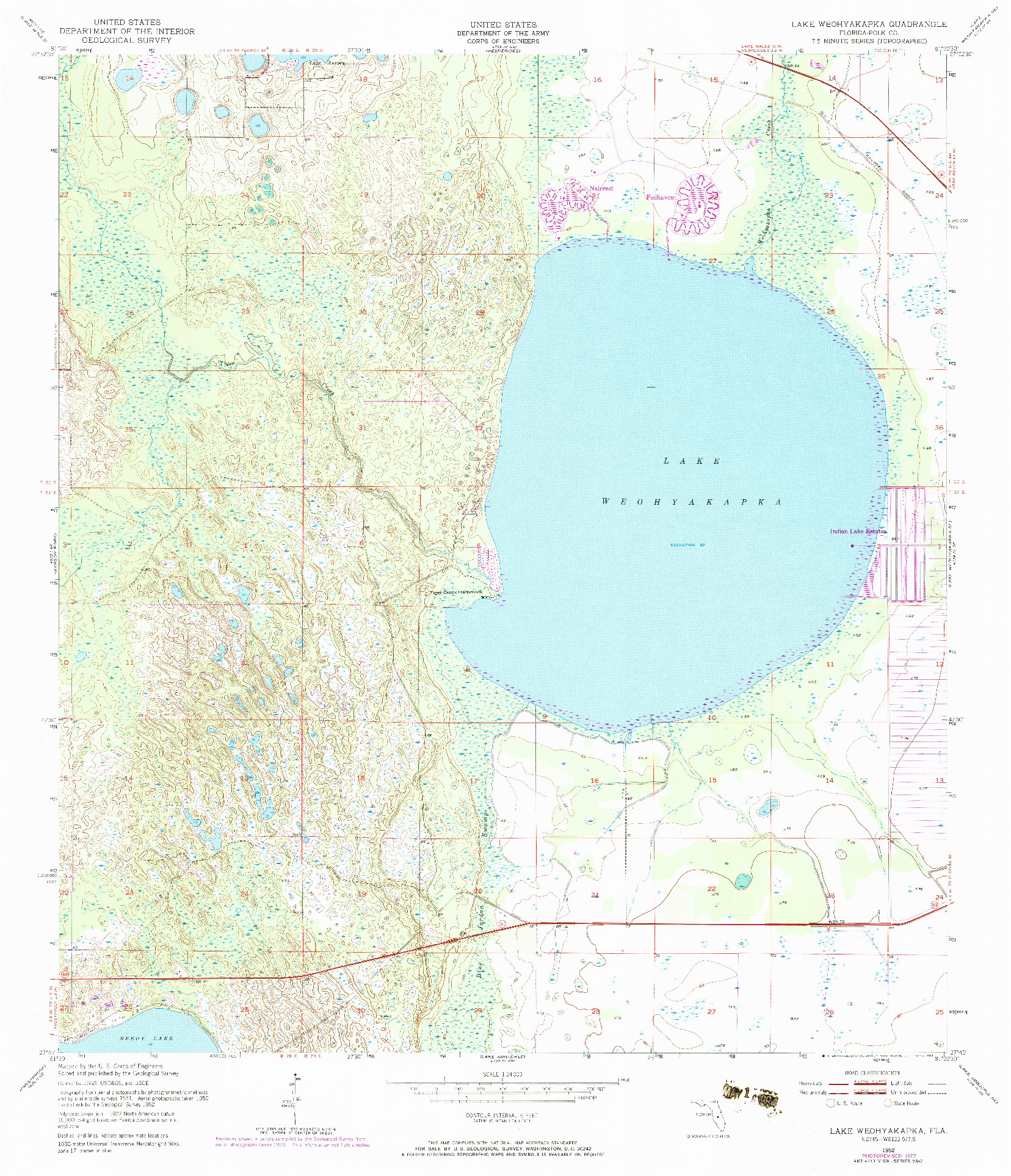 USGS 1:24000-SCALE QUADRANGLE FOR LAKE WEOHYAKAPKA, FL 1952