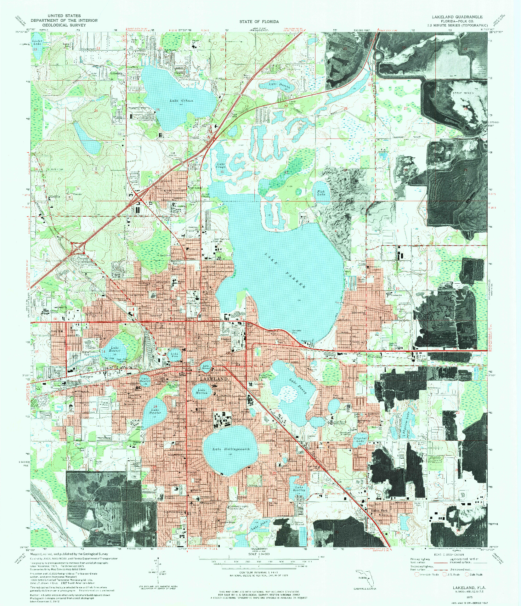 USGS 1:24000-SCALE QUADRANGLE FOR LAKELAND, FL 1975