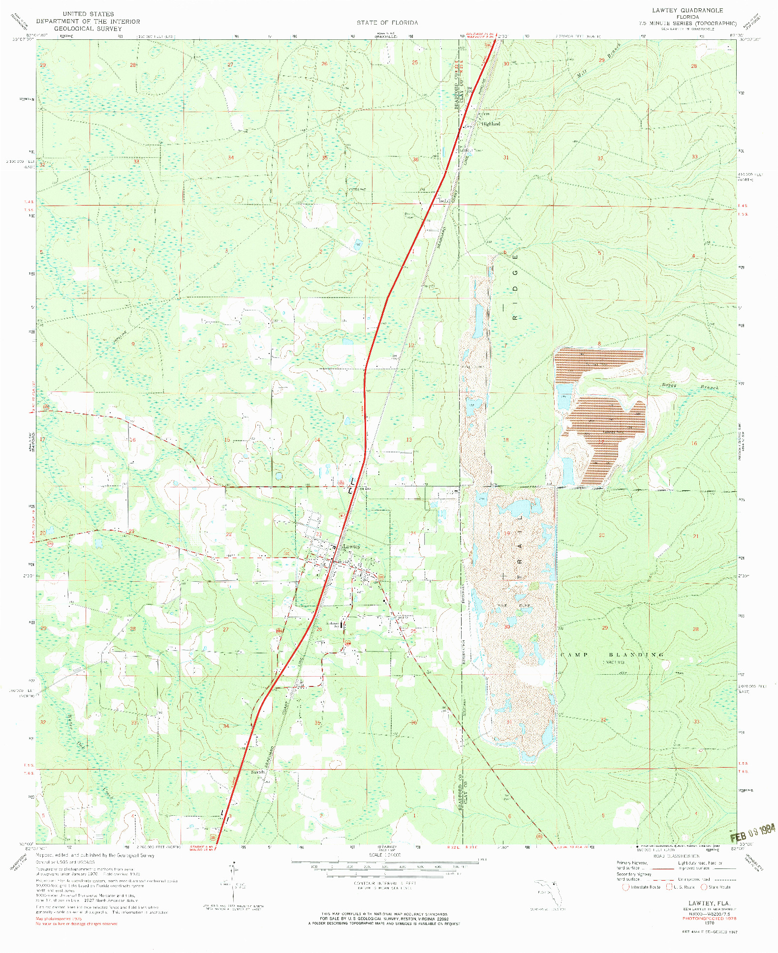 USGS 1:24000-SCALE QUADRANGLE FOR LAWTEY, FL 1970