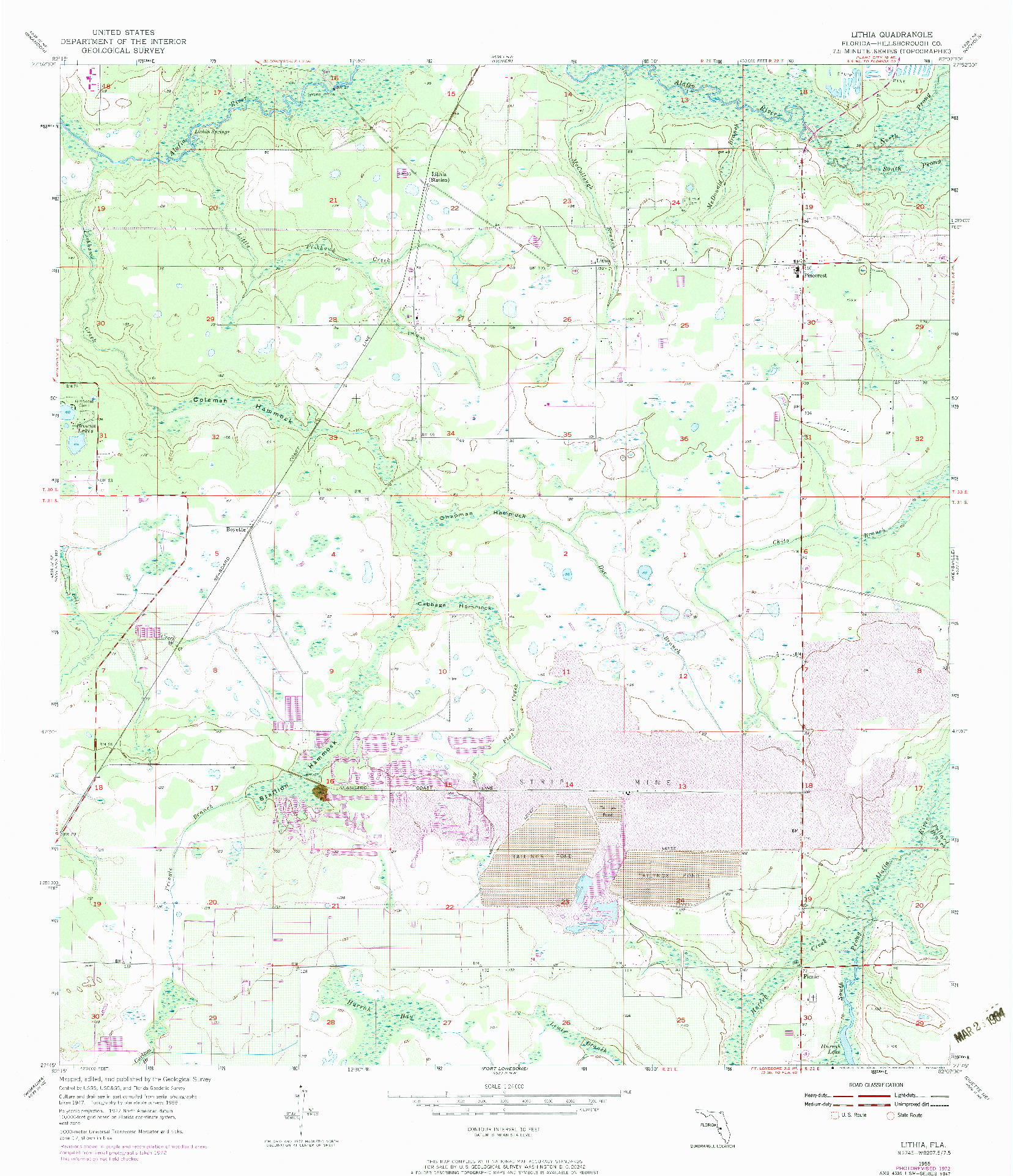 USGS 1:24000-SCALE QUADRANGLE FOR LITHIA, FL 1955