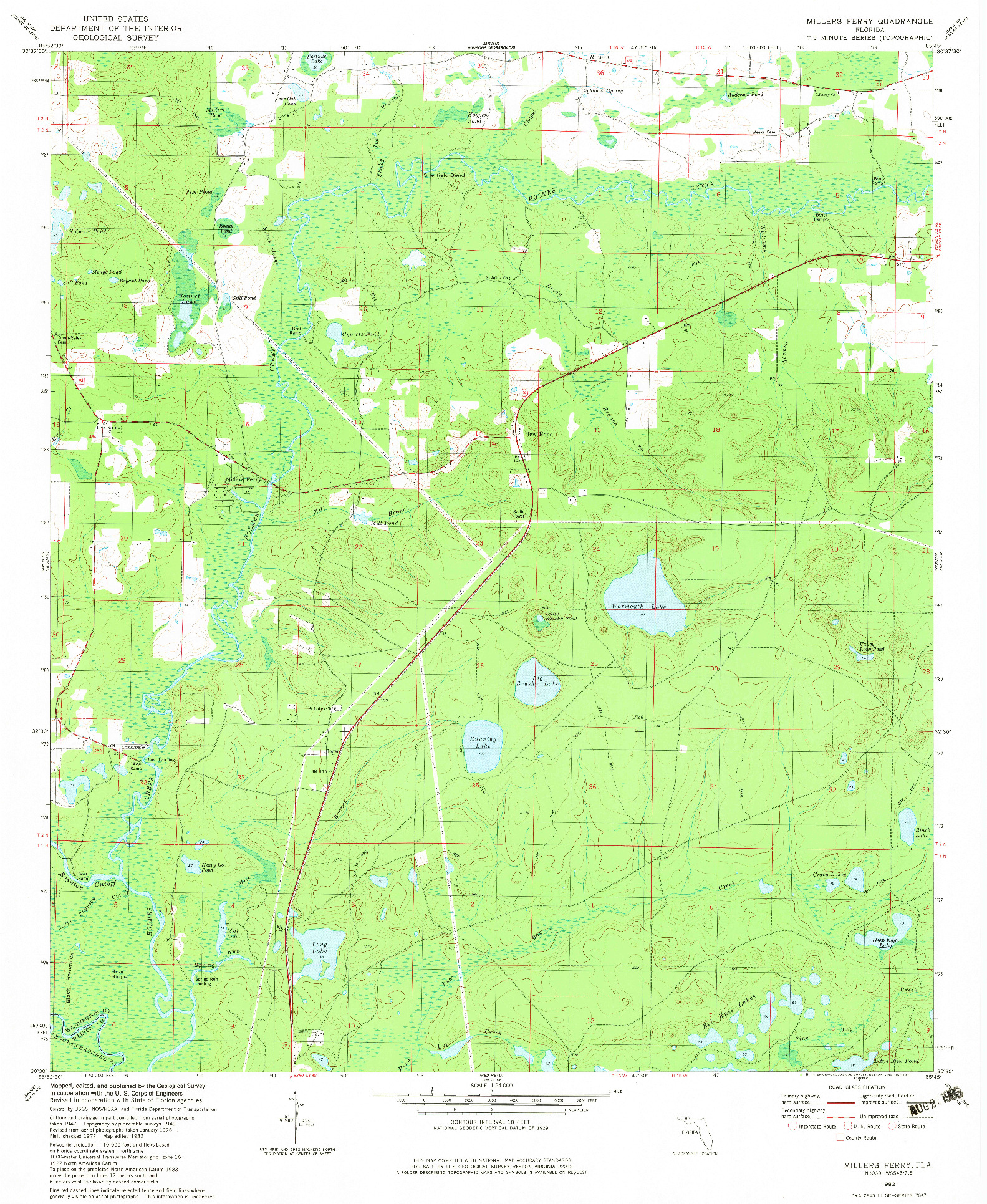USGS 1:24000-SCALE QUADRANGLE FOR MILLERS FERRY, FL 1982