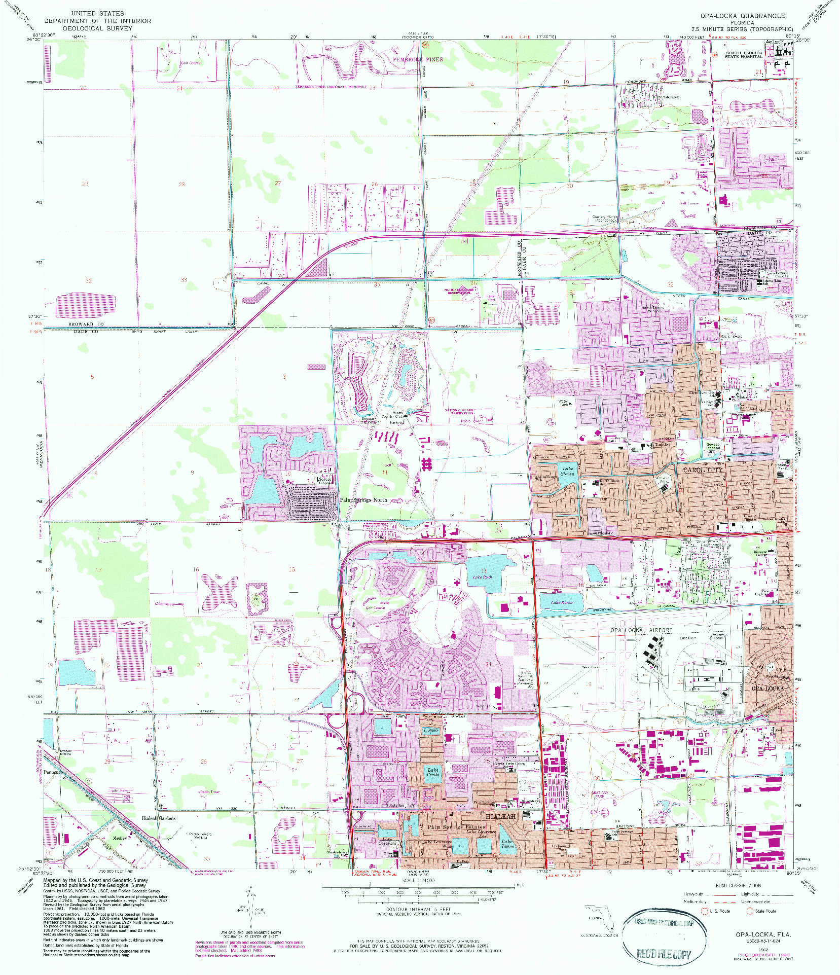 USGS 1:24000-SCALE QUADRANGLE FOR OPA-LOCKA, FL 1962