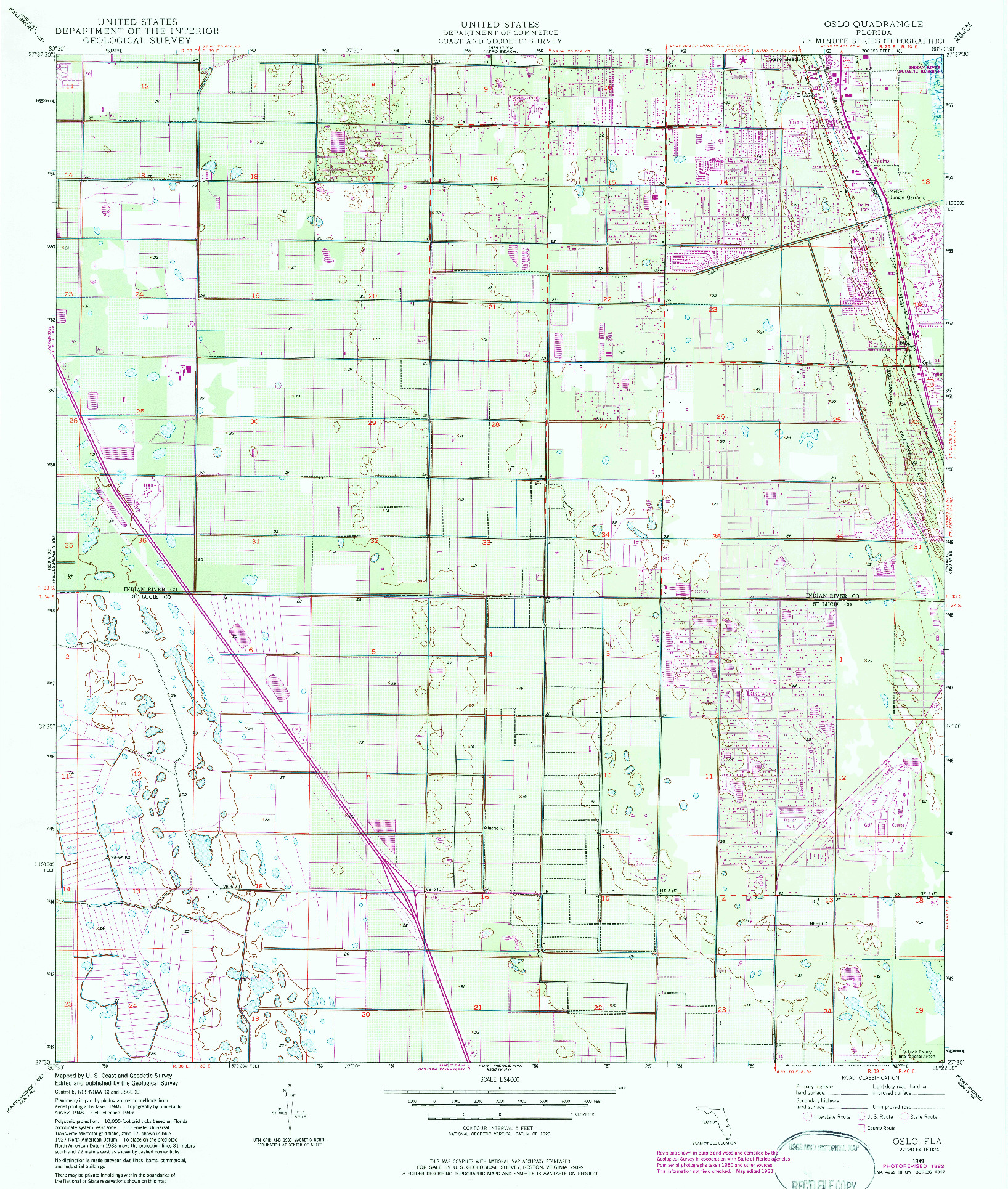 USGS 1:24000-SCALE QUADRANGLE FOR OSCEOLA, FL 1949
