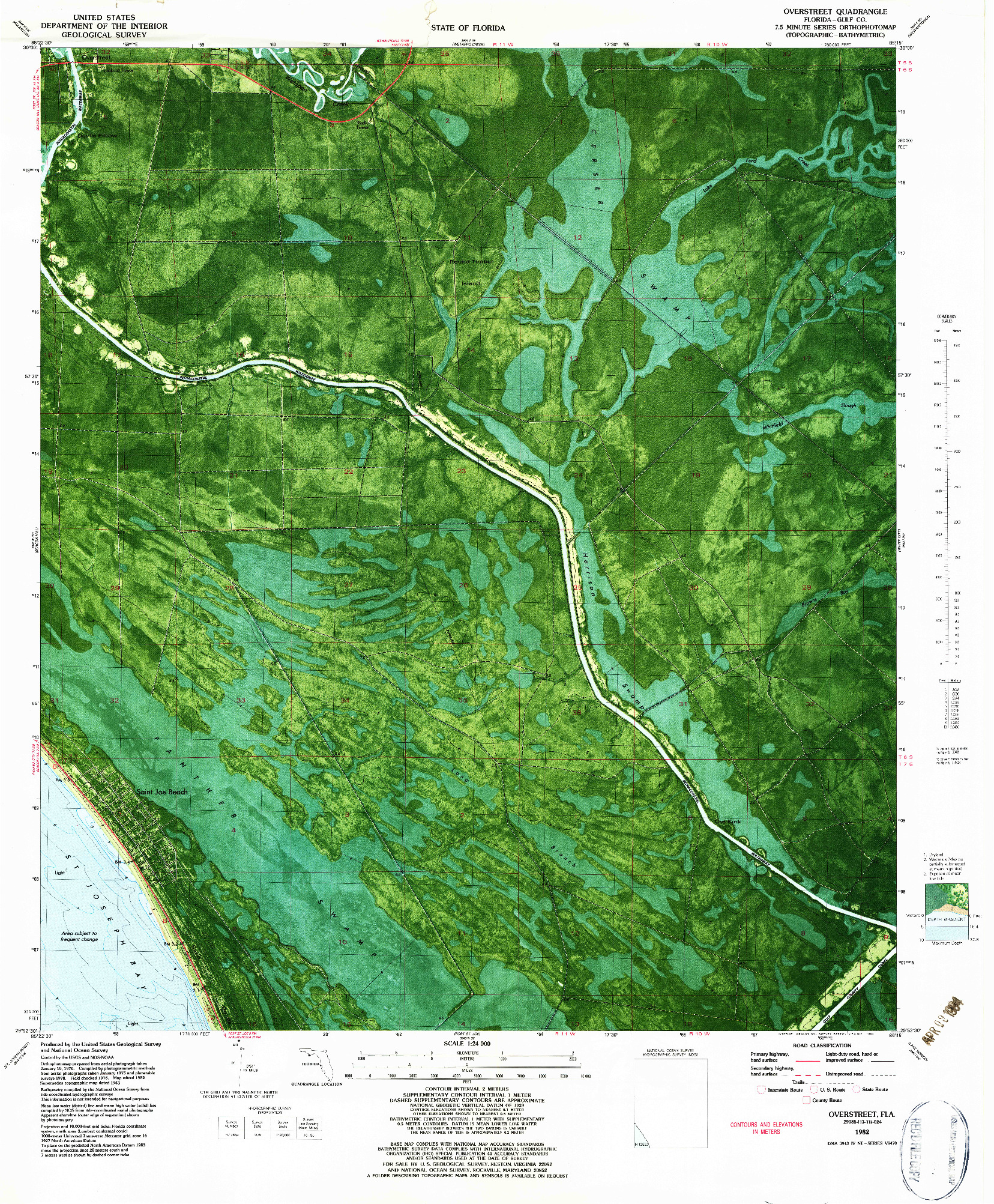 USGS 1:24000-SCALE QUADRANGLE FOR OVERSTREET, FL 1982