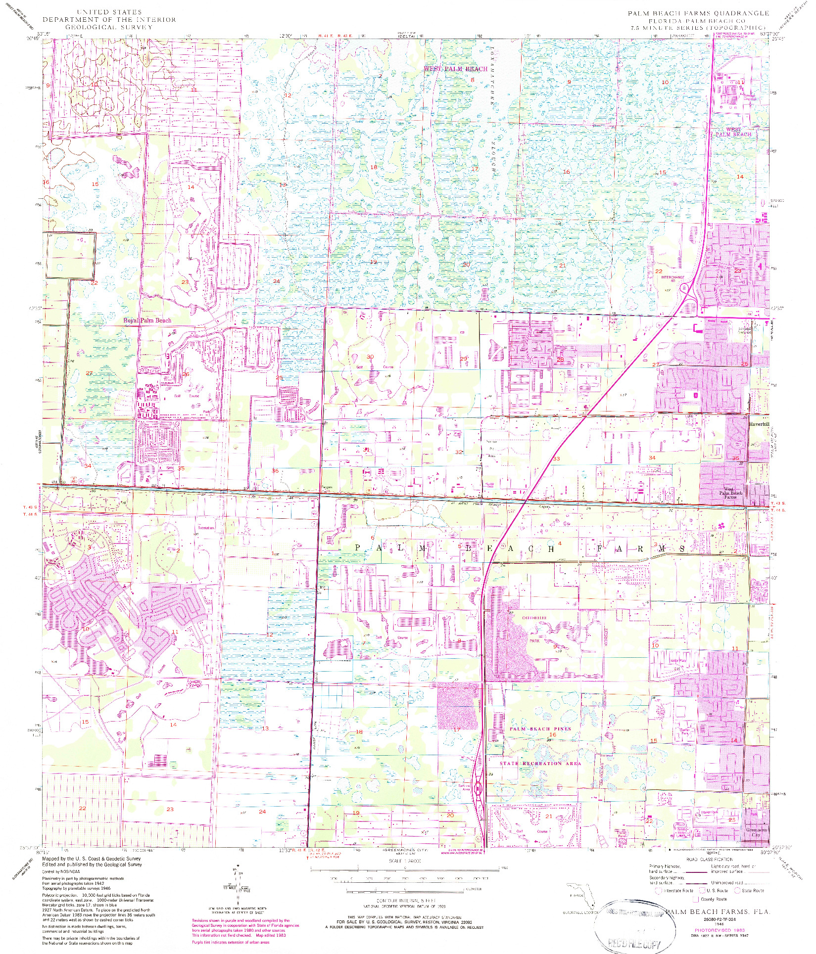 USGS 1:24000-SCALE QUADRANGLE FOR PALM BEACH FARMS, FL 1946