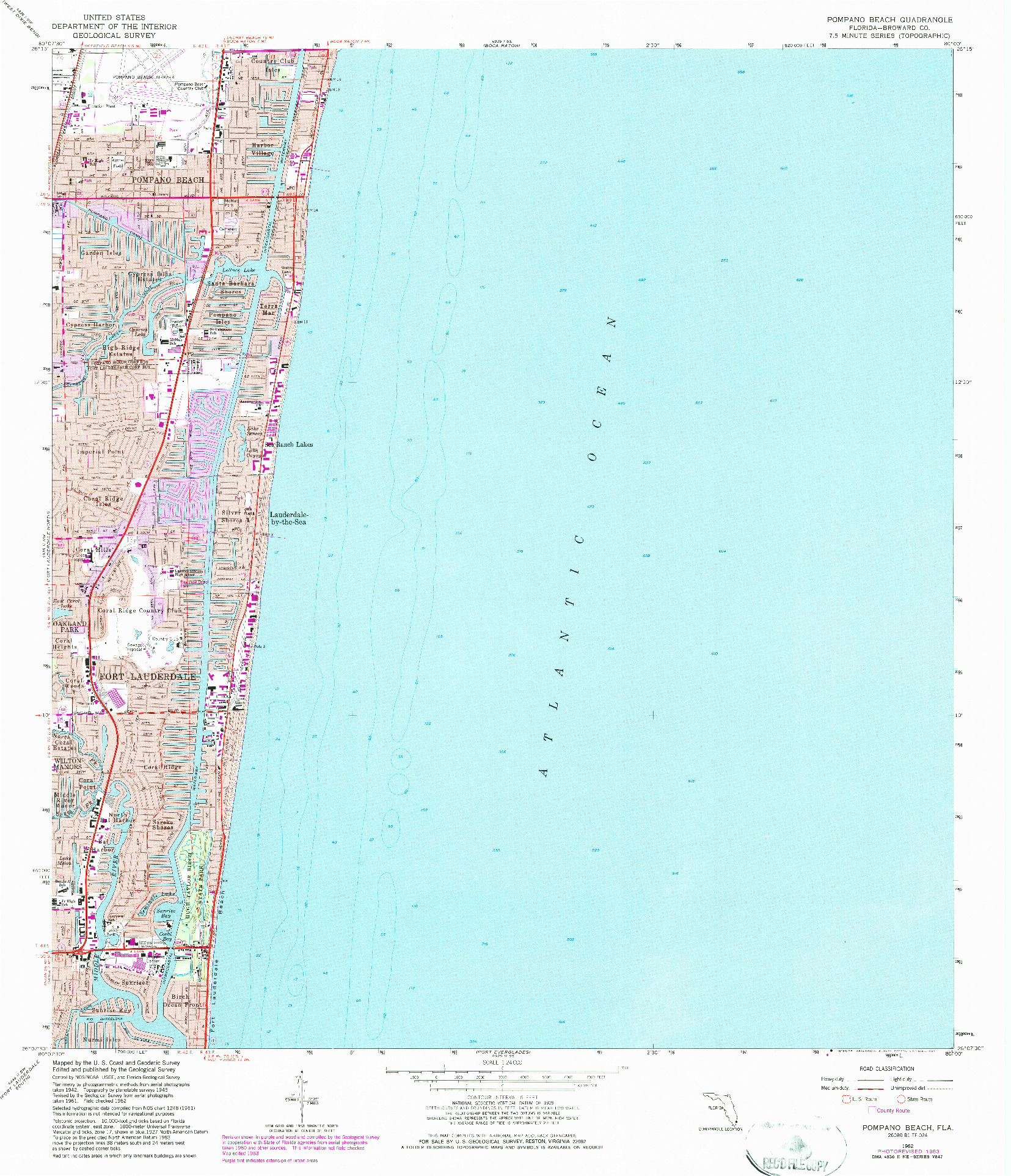 USGS 1:24000-SCALE QUADRANGLE FOR POMPANO BEACH, FL 1962