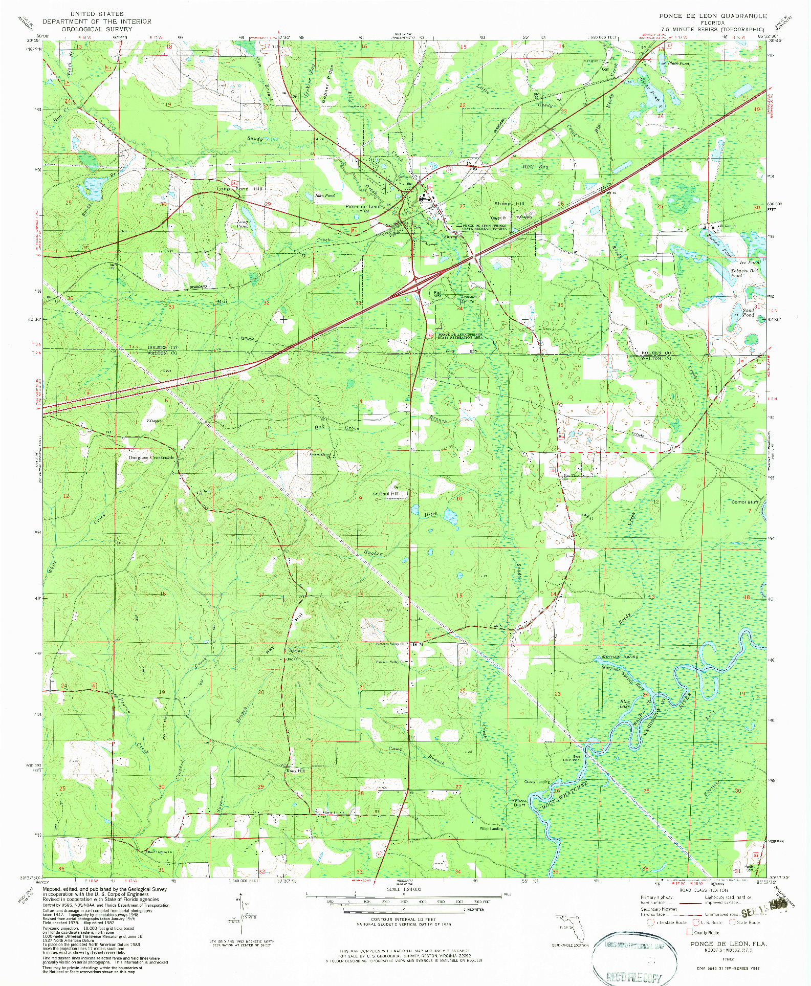 USGS 1:24000-SCALE QUADRANGLE FOR PONCE DE LEON, FL 1982