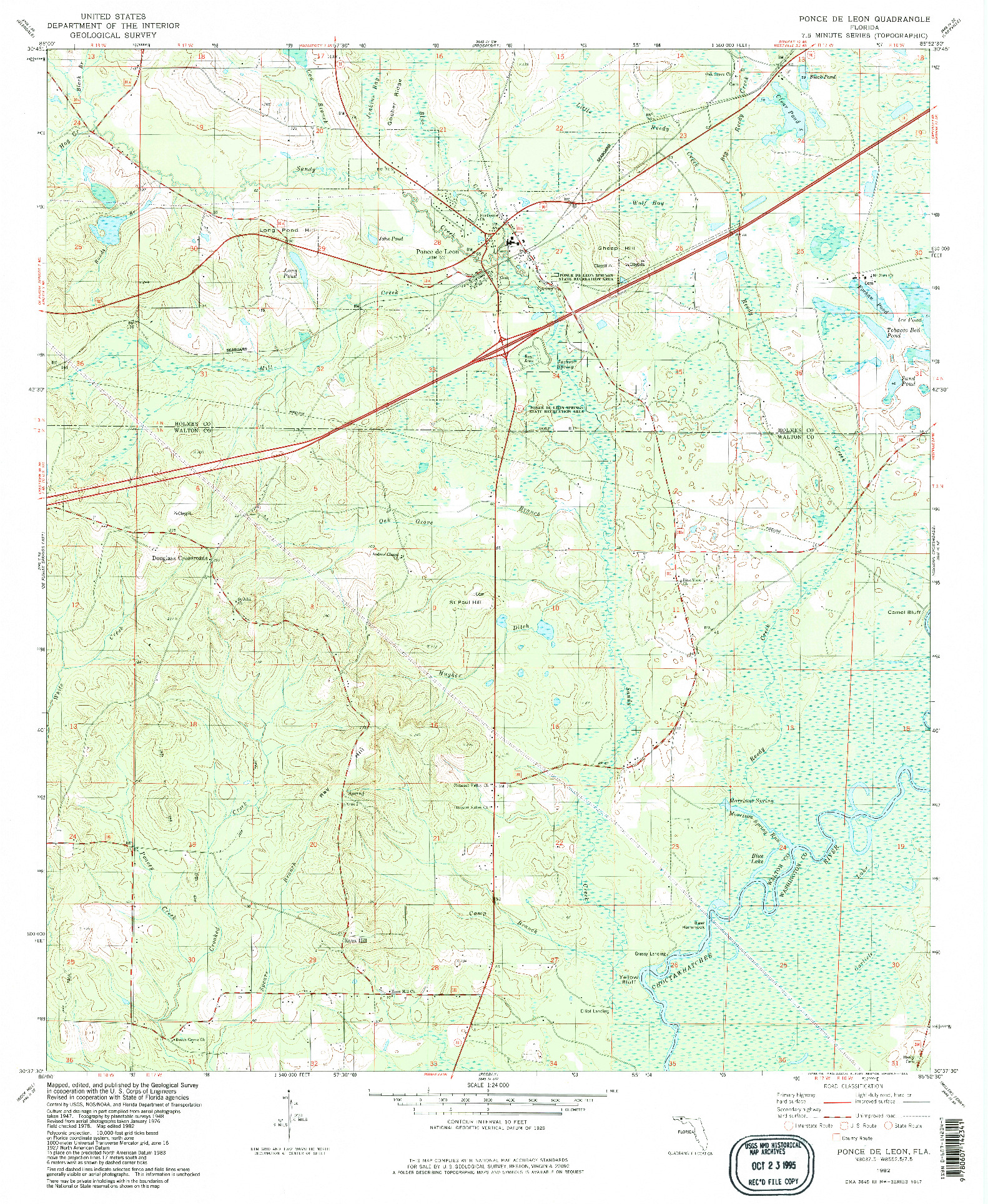USGS 1:24000-SCALE QUADRANGLE FOR PONCE DE LEON, FL 1982