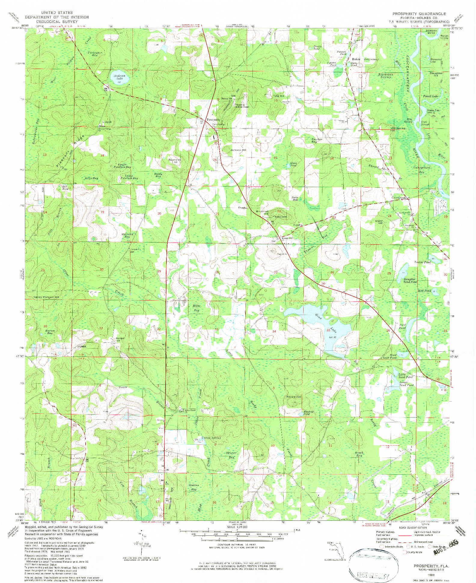 USGS 1:24000-SCALE QUADRANGLE FOR PROSPERITY, FL 1982