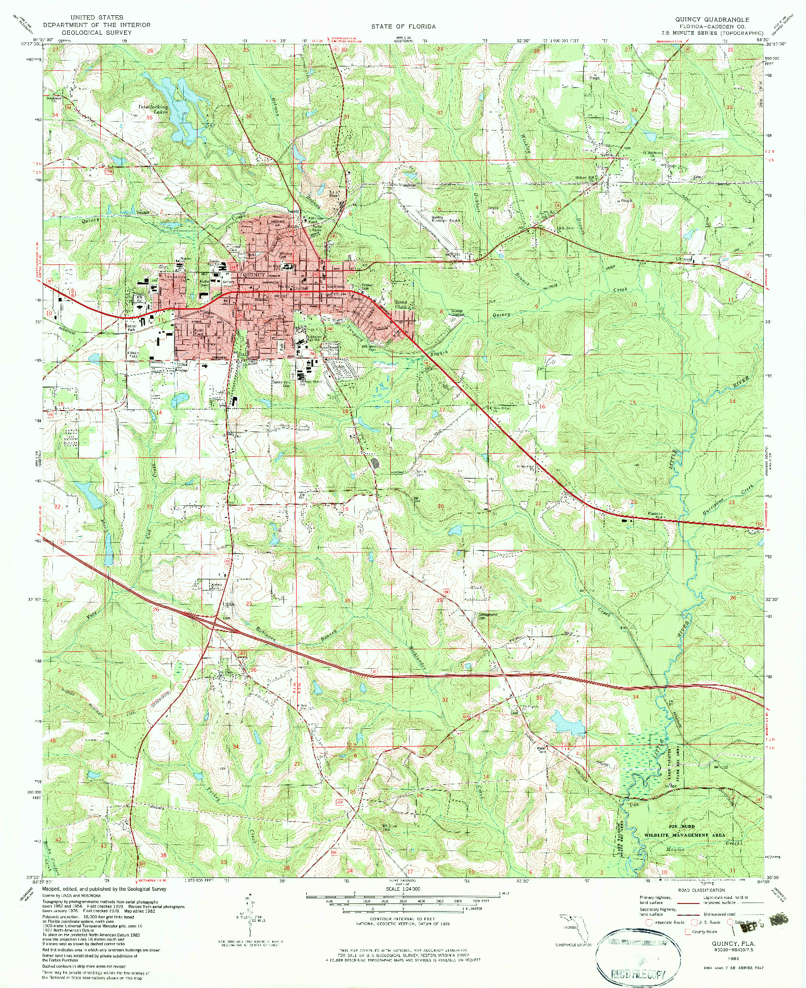 USGS 1:24000-SCALE QUADRANGLE FOR QUINCY, FL 1982