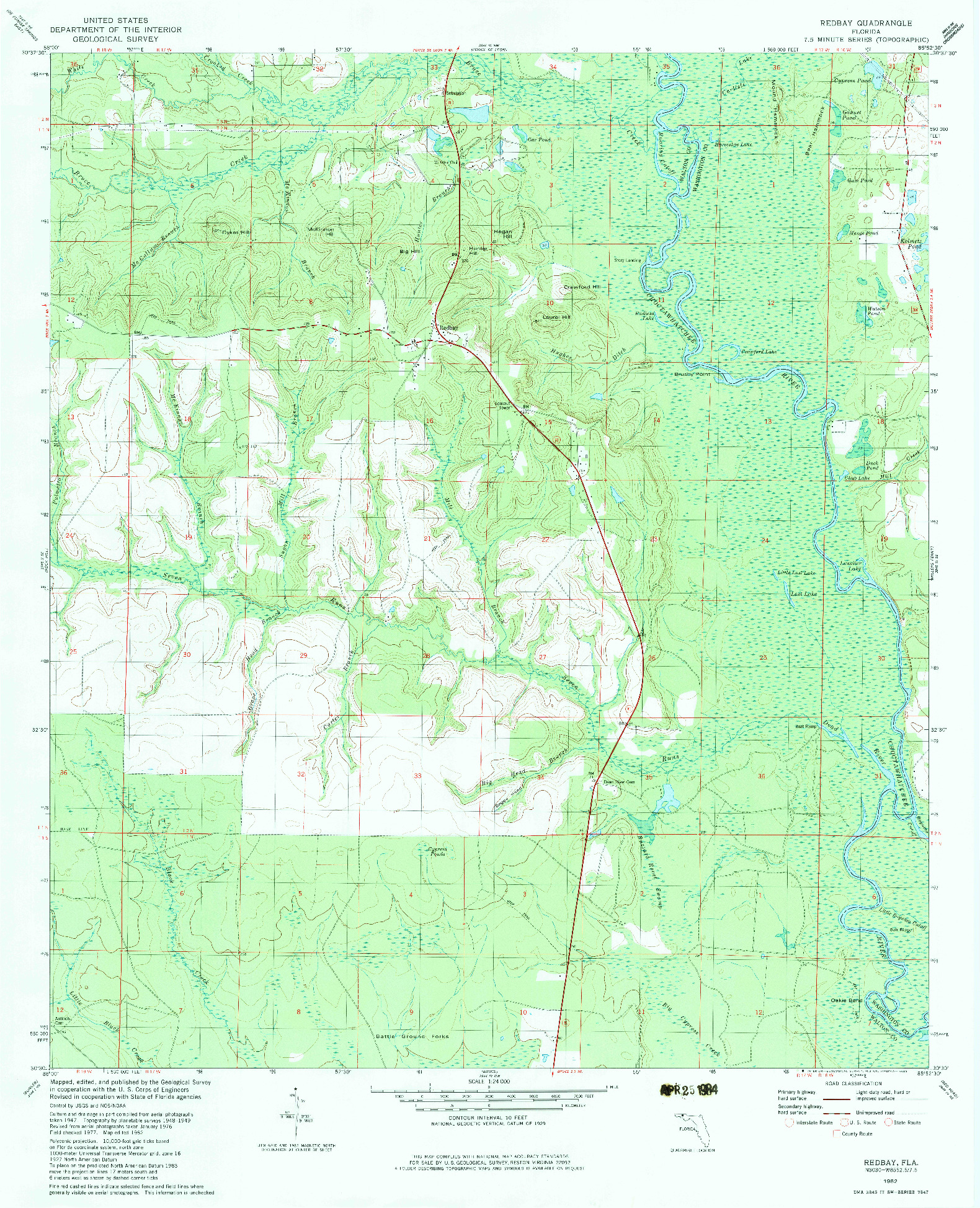 USGS 1:24000-SCALE QUADRANGLE FOR REDBAY, FL 1982