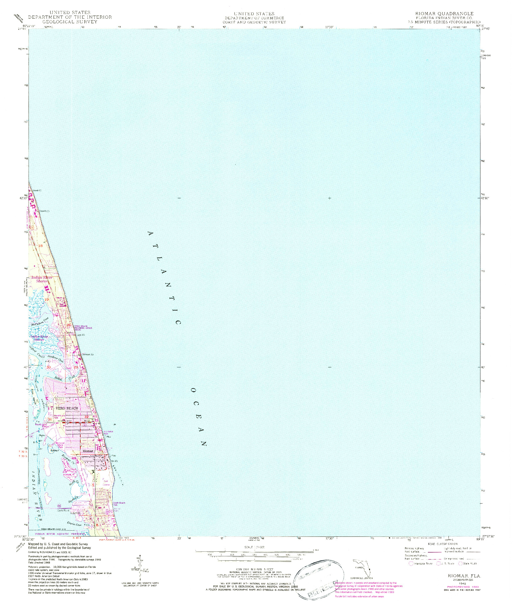 USGS 1:24000-SCALE QUADRANGLE FOR RIOMAR, FL 1948