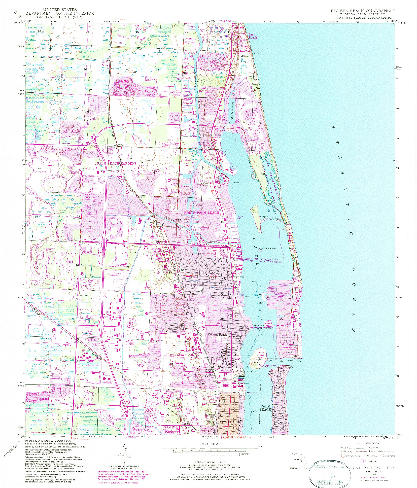 USGS 1:24000-SCALE QUADRANGLE FOR RIVIERA BEACH, FL 1946