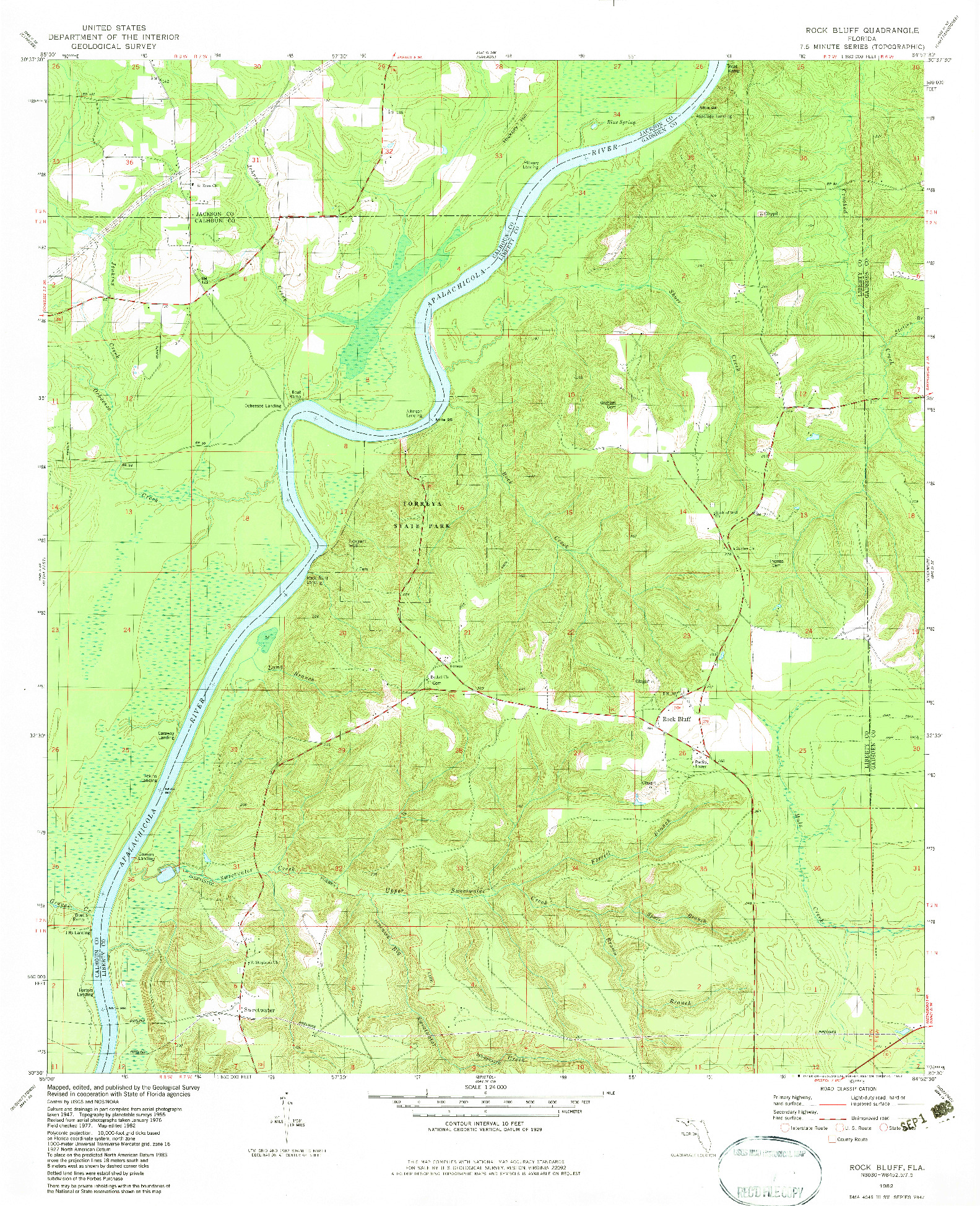 USGS 1:24000-SCALE QUADRANGLE FOR ROCK BLUFF, FL 1982