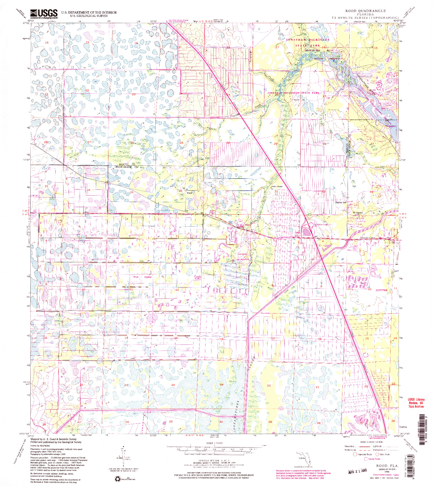 USGS 1:24000-SCALE QUADRANGLE FOR ROOD, FL 1948