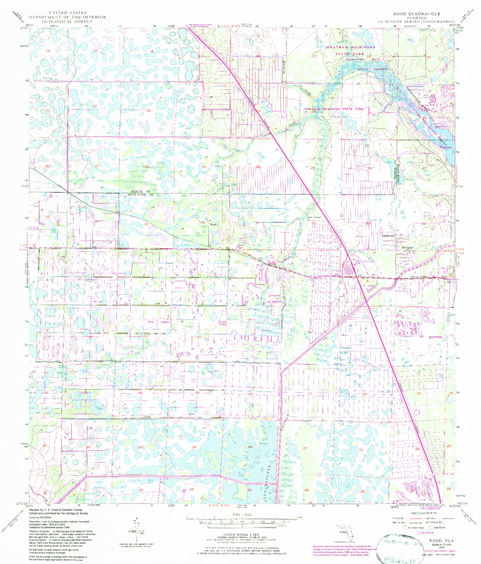 USGS 1:24000-SCALE QUADRANGLE FOR ROOD, FL 1948