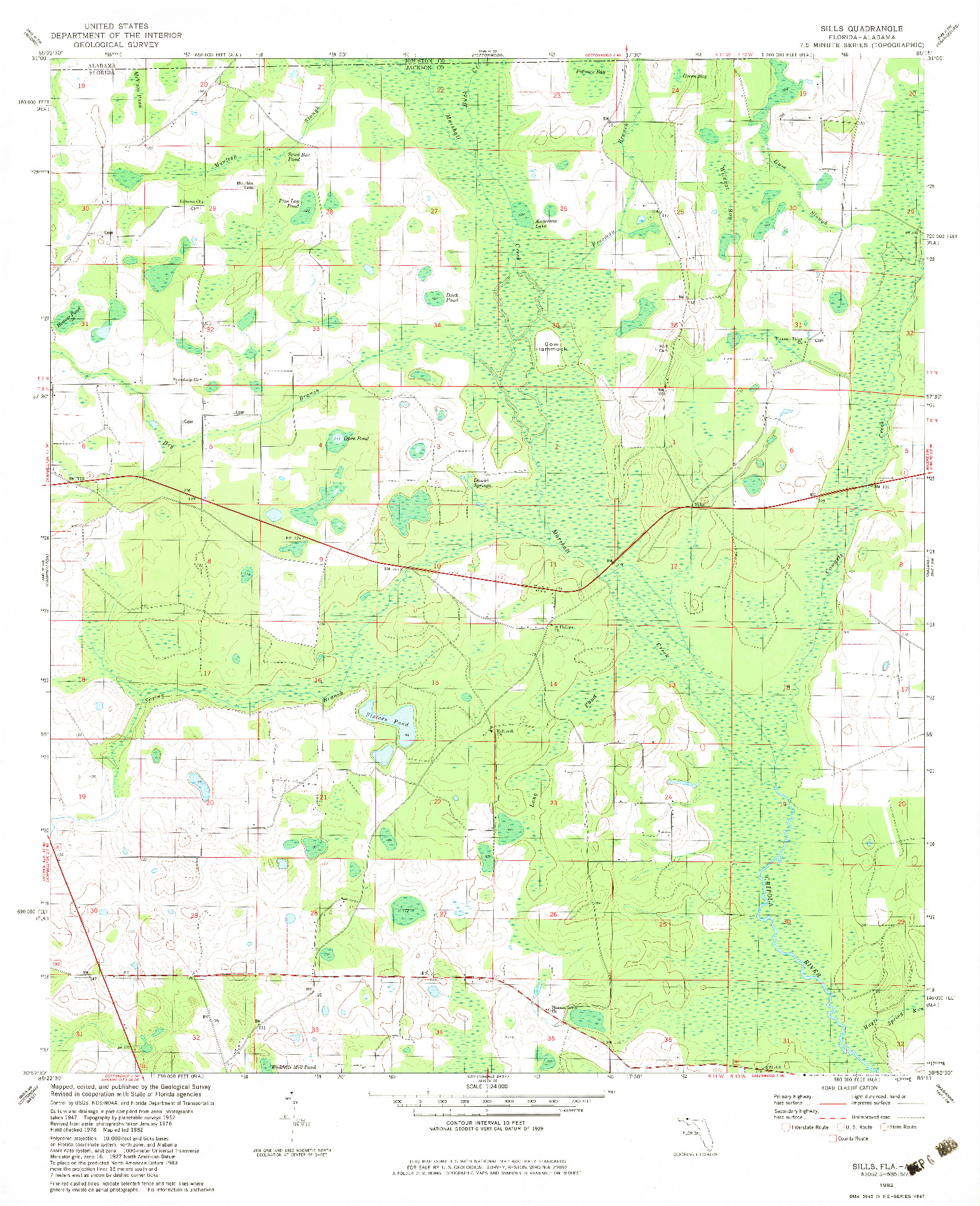 USGS 1:24000-SCALE QUADRANGLE FOR SILLS, FL 1982