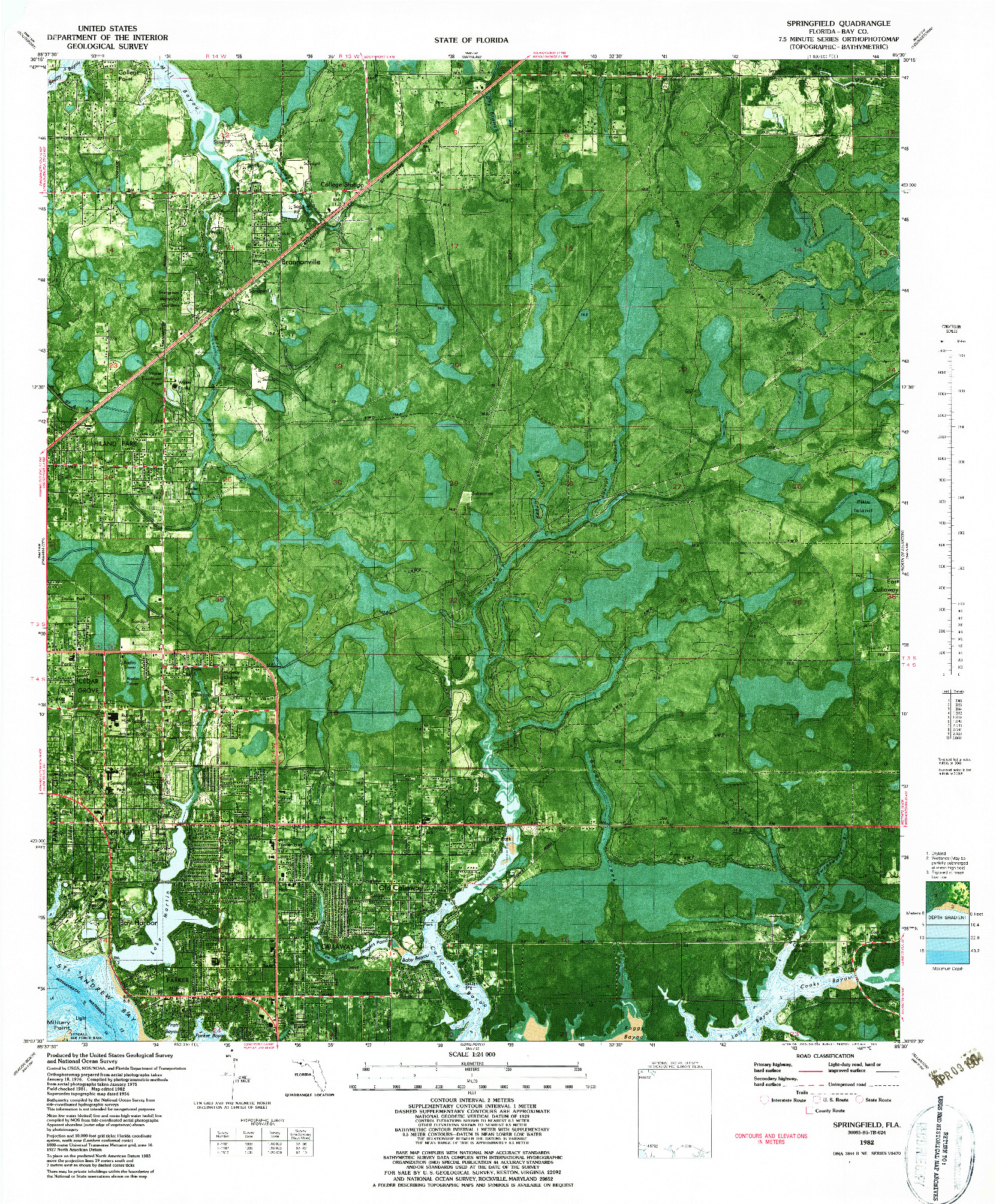 USGS 1:24000-SCALE QUADRANGLE FOR SPRINGFIELD, FL 1982