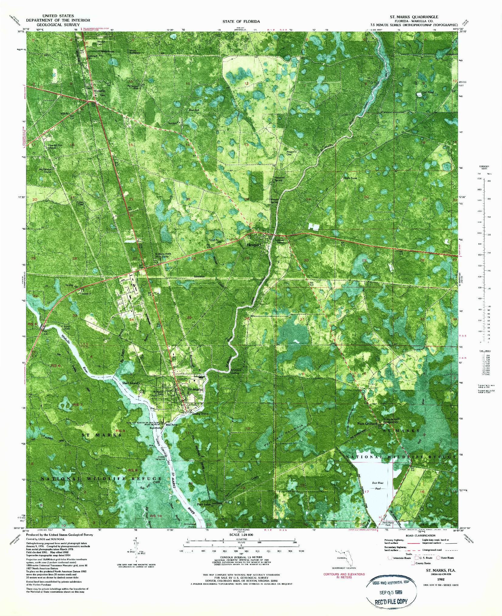 USGS 1:24000-SCALE QUADRANGLE FOR ST MARKS, FL 1982