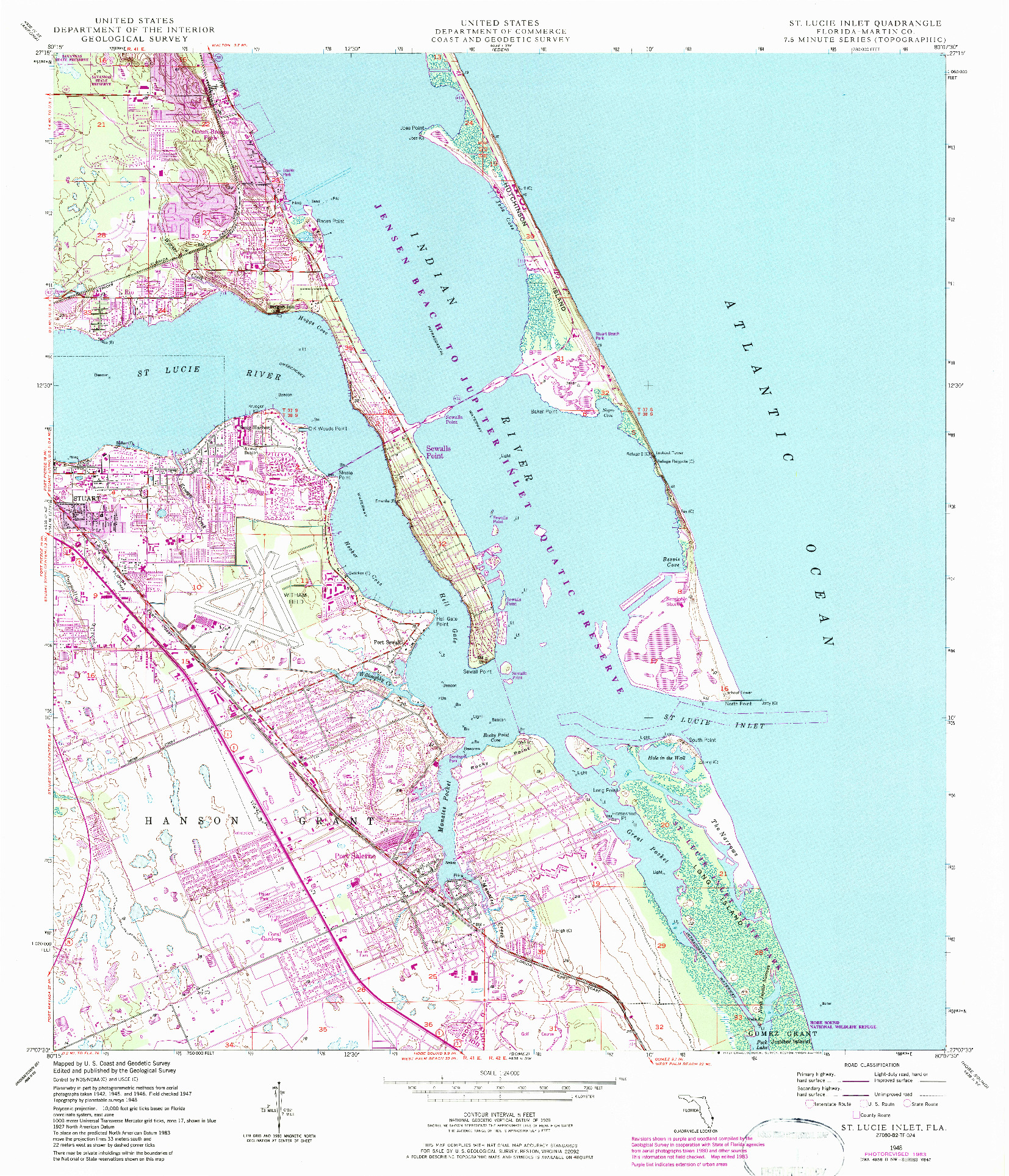 USGS 1:24000-SCALE QUADRANGLE FOR ST. LUCIE INLET, FL 1948