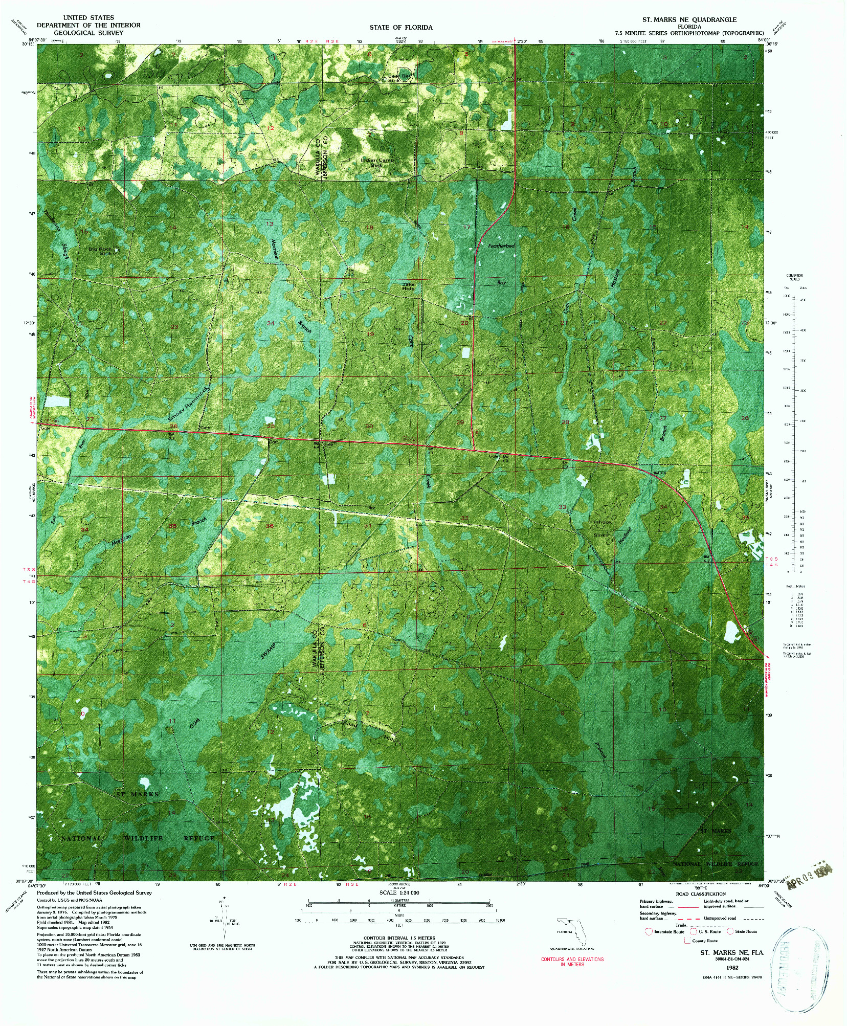 USGS 1:24000-SCALE QUADRANGLE FOR ST. MARKS NE, FL 1982