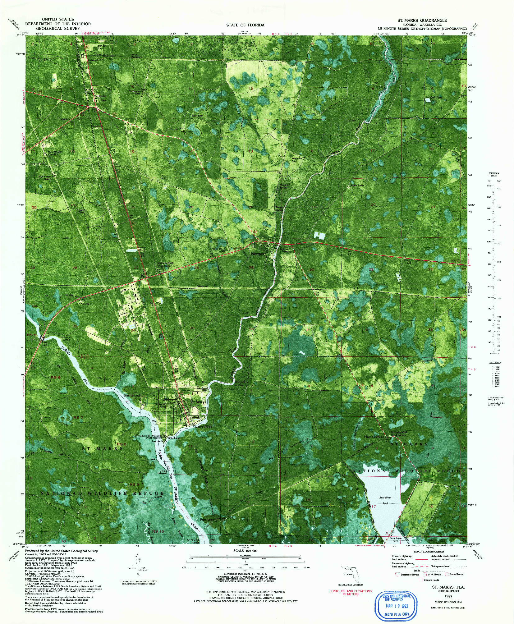 USGS 1:24000-SCALE QUADRANGLE FOR ST. MARKS, FL 1982