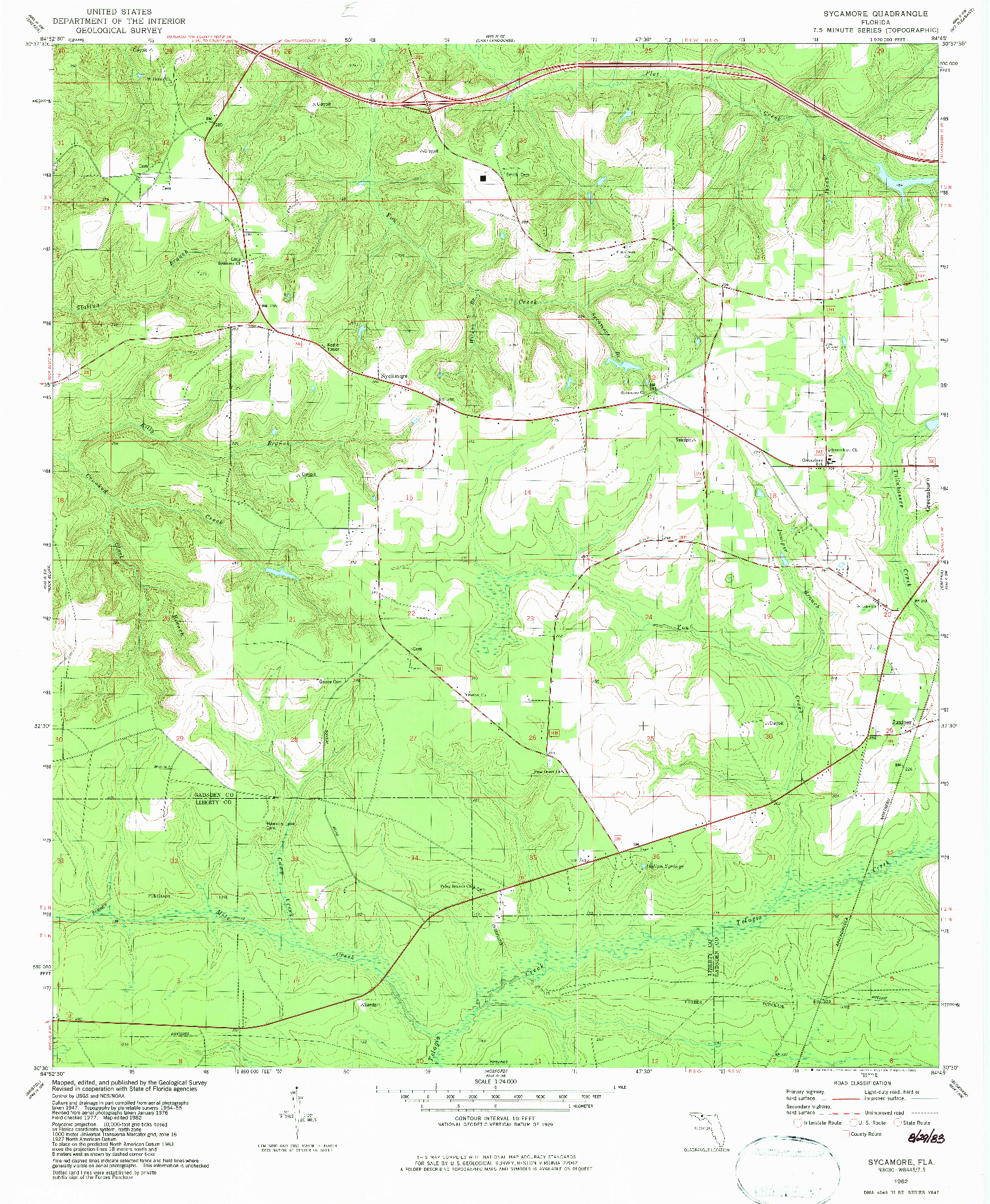 USGS 1:24000-SCALE QUADRANGLE FOR SYCAMORE, FL 1982