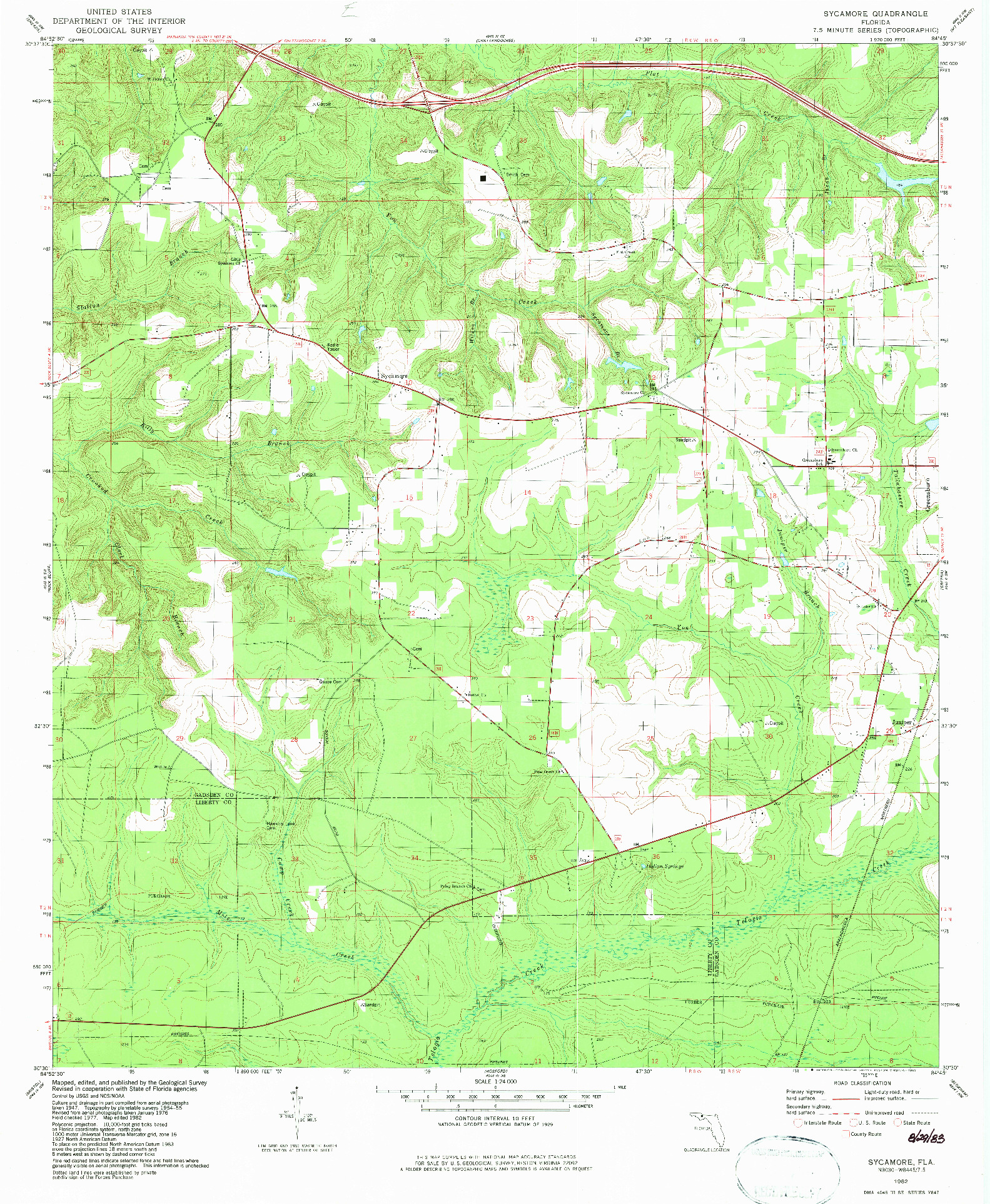 USGS 1:24000-SCALE QUADRANGLE FOR SYCAMORE, FL 1982