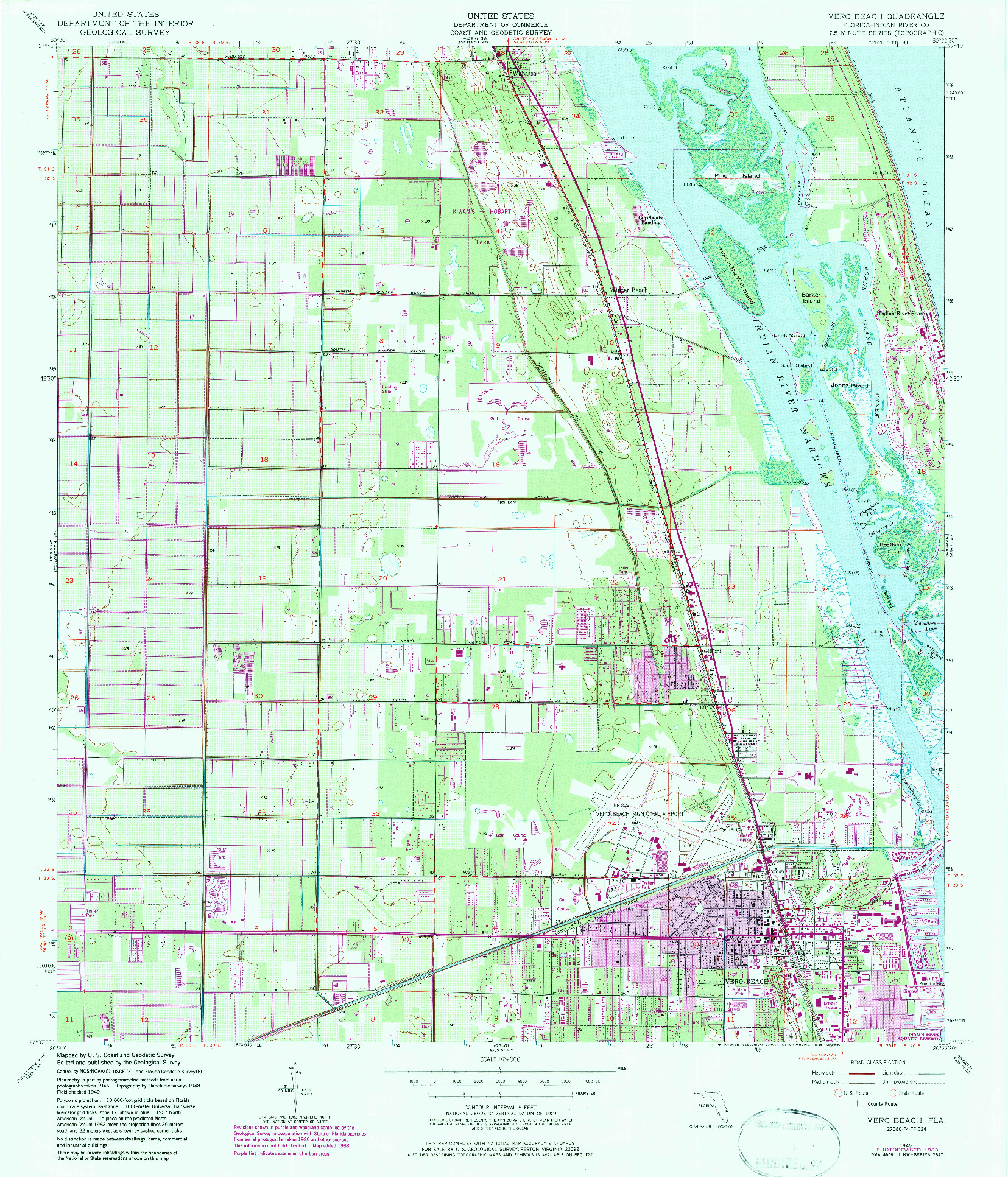 USGS 1:24000-SCALE QUADRANGLE FOR VERO BEACH, FL 1949